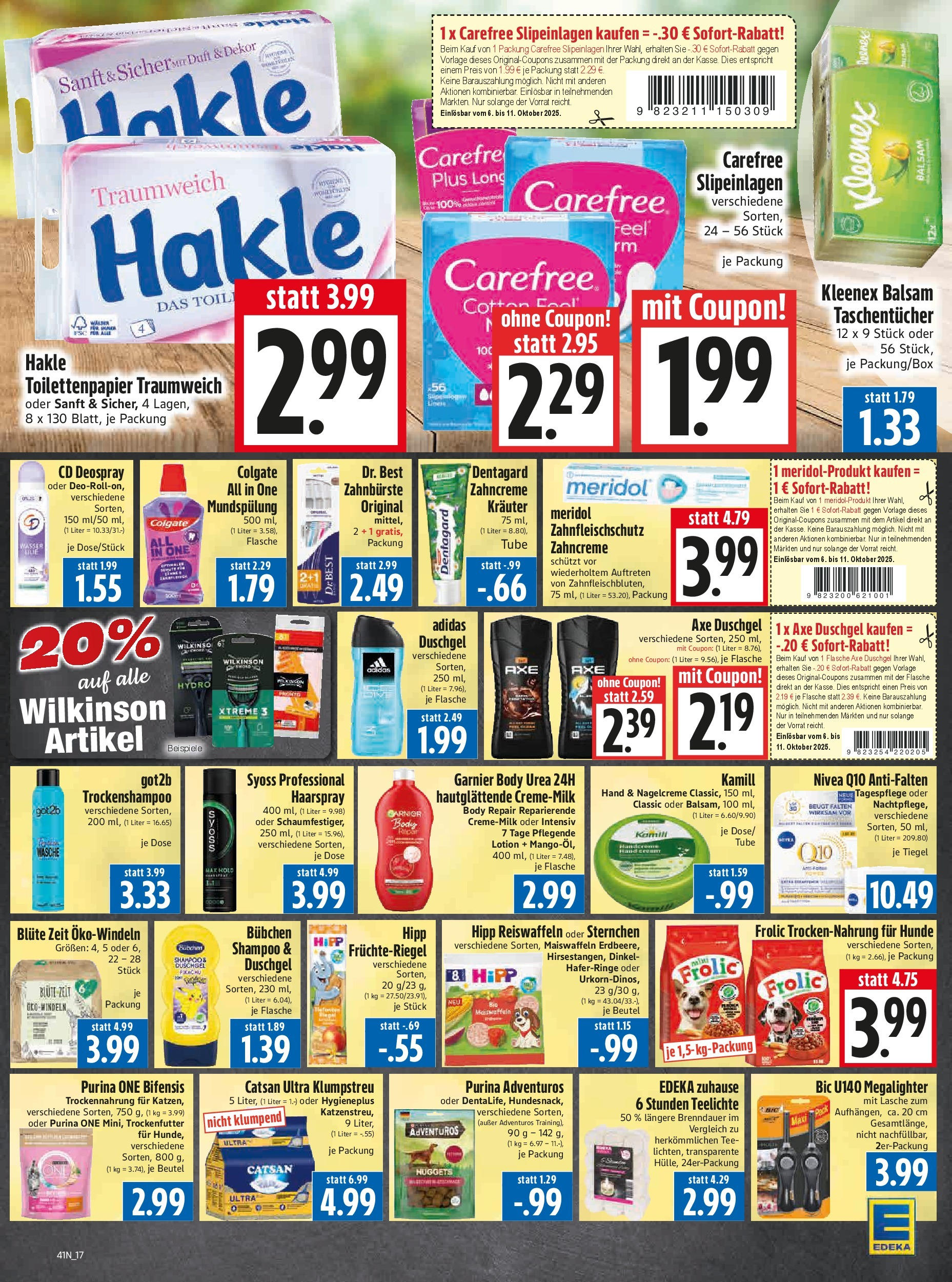 Entdecke - Edeka Hahner: Wochenangebote (ab 05.10.2025) zum Blättern | Seite: 20 | Produkte: Haarspray, Zahnbürste, Tee, Toilettenpapier