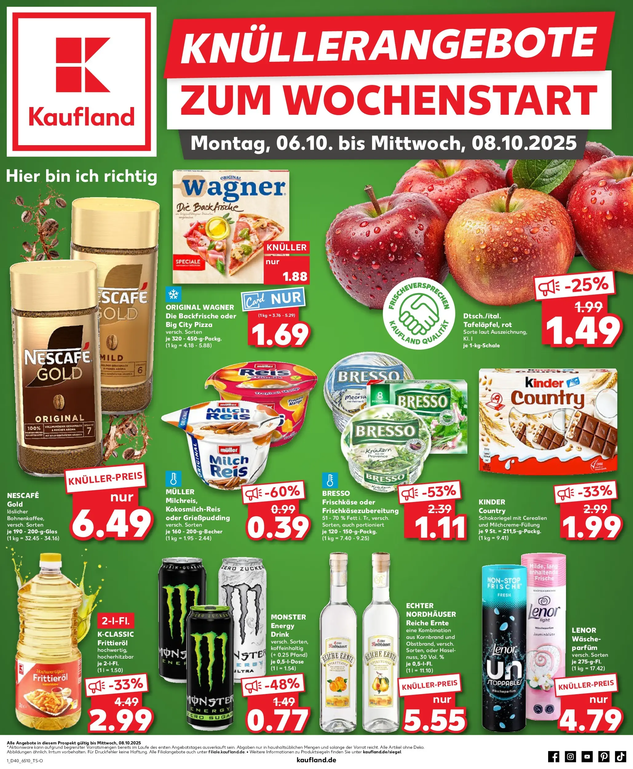 Prospekt Kaufland ab 05.10.2025 » Angebote Online zum Blättern | Seite: 1 | Produkte: Milch, Monster, Pizza, Kinder country