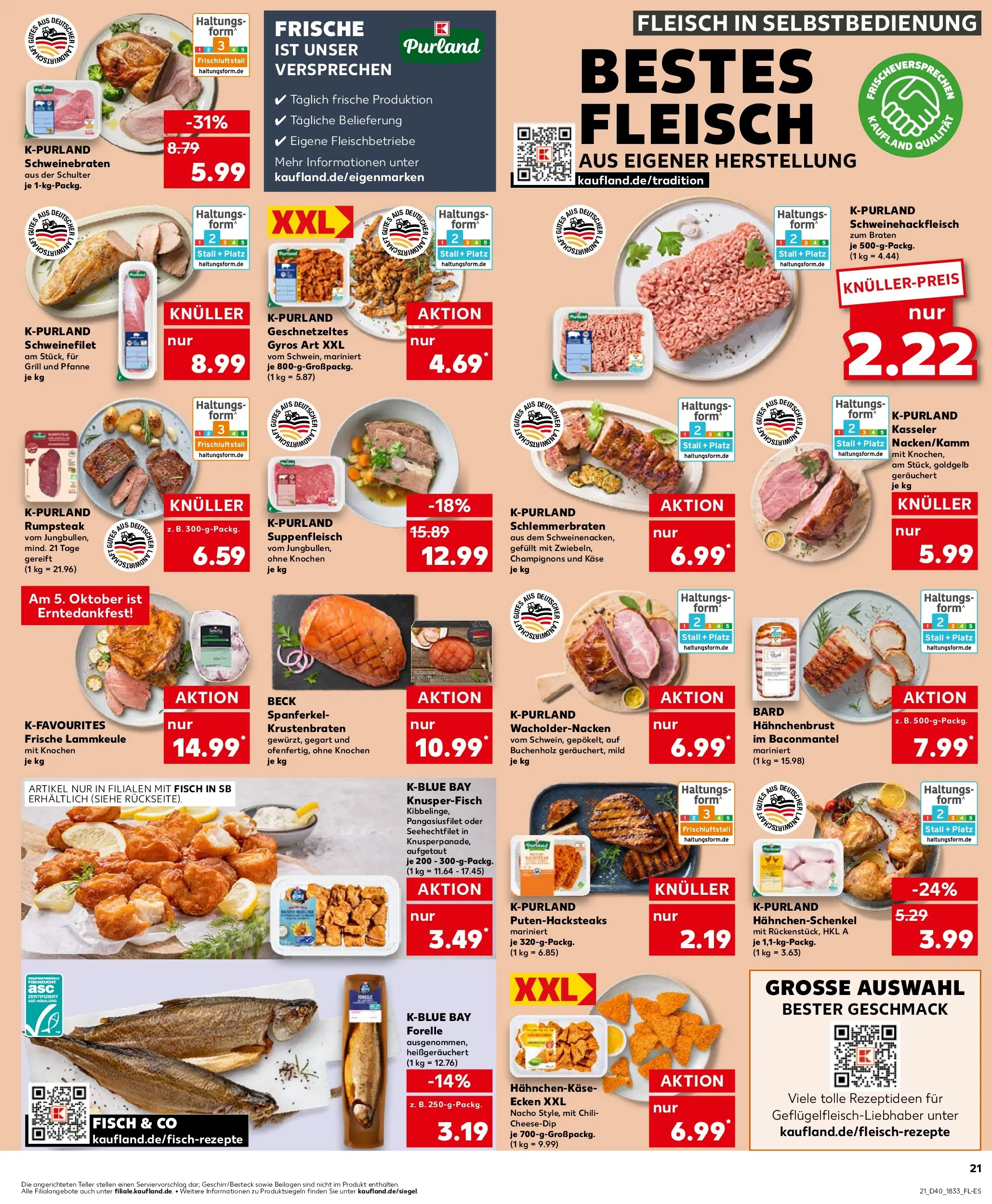 Prospekt Kaufland ab 05.10.2025 » Angebote Online zum Blättern | Seite: 21 | Produkte: Grill, Hahnchenschenkel, Fisch, Fleisch