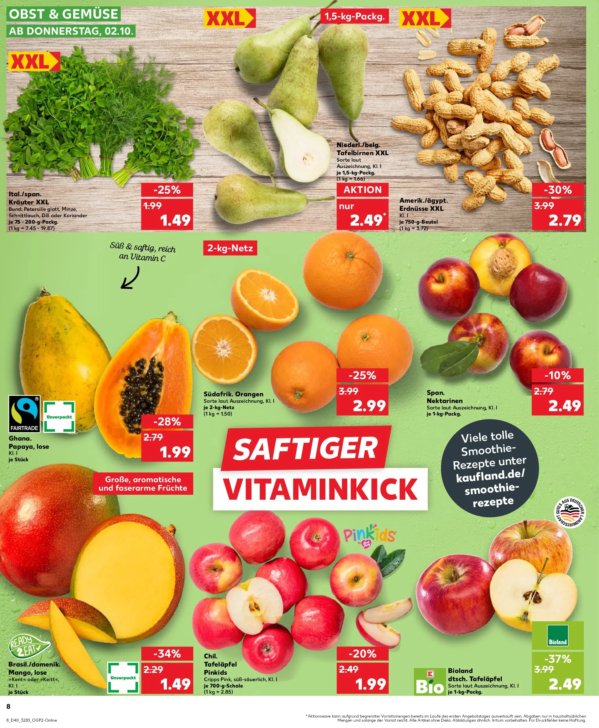 Prospekt Kaufland ab 05.10.2025 » Angebote Online zum Blättern | Seite: 8 | Produkte: Erdnüsse, Orangen, Apple, Petersilie