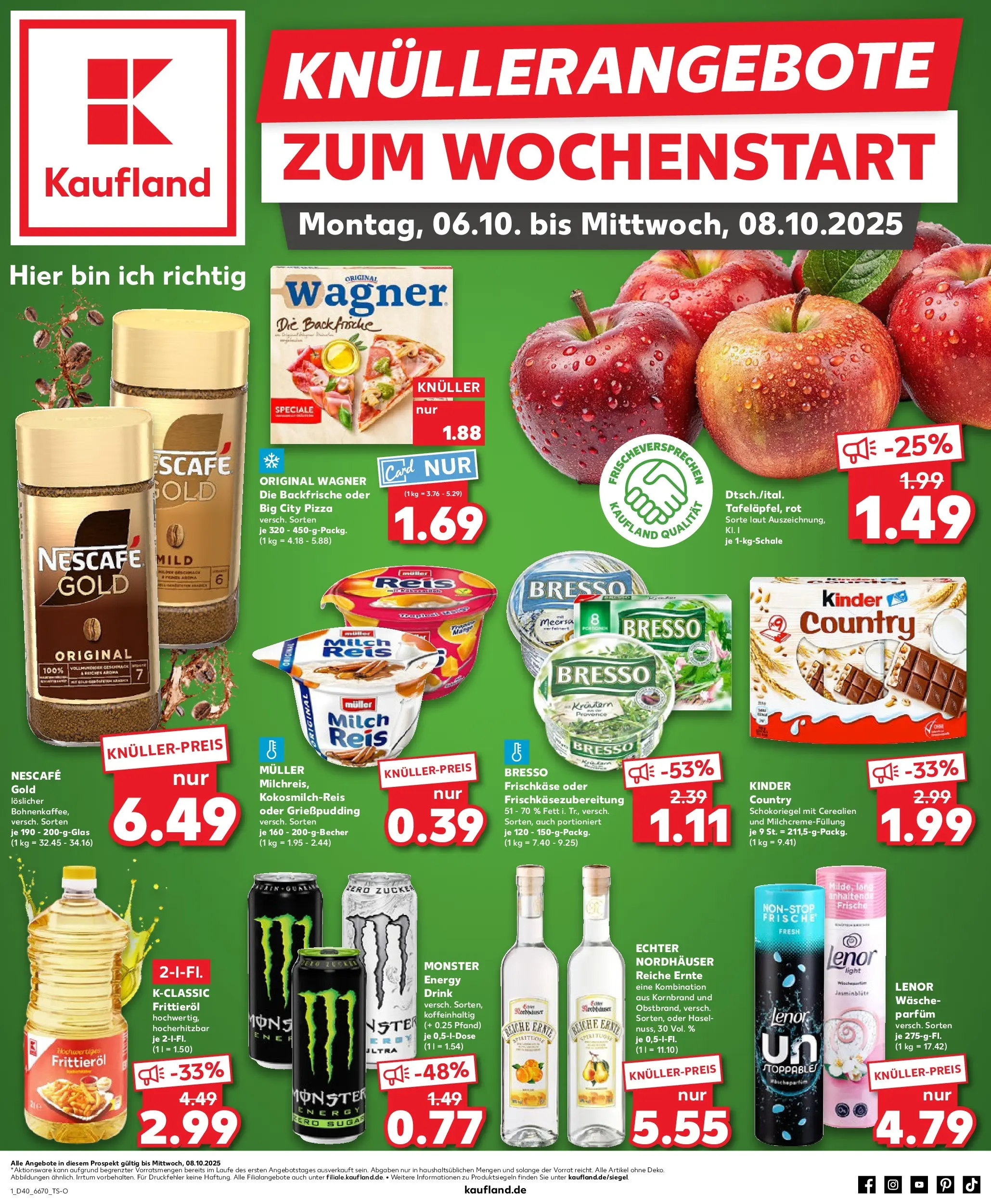 Prospekt Kaufland ab 05.10.2025 » Angebote Online zum Blättern | Seite: 1 | Produkte: Milch, Monster, Pizza, Frischkase