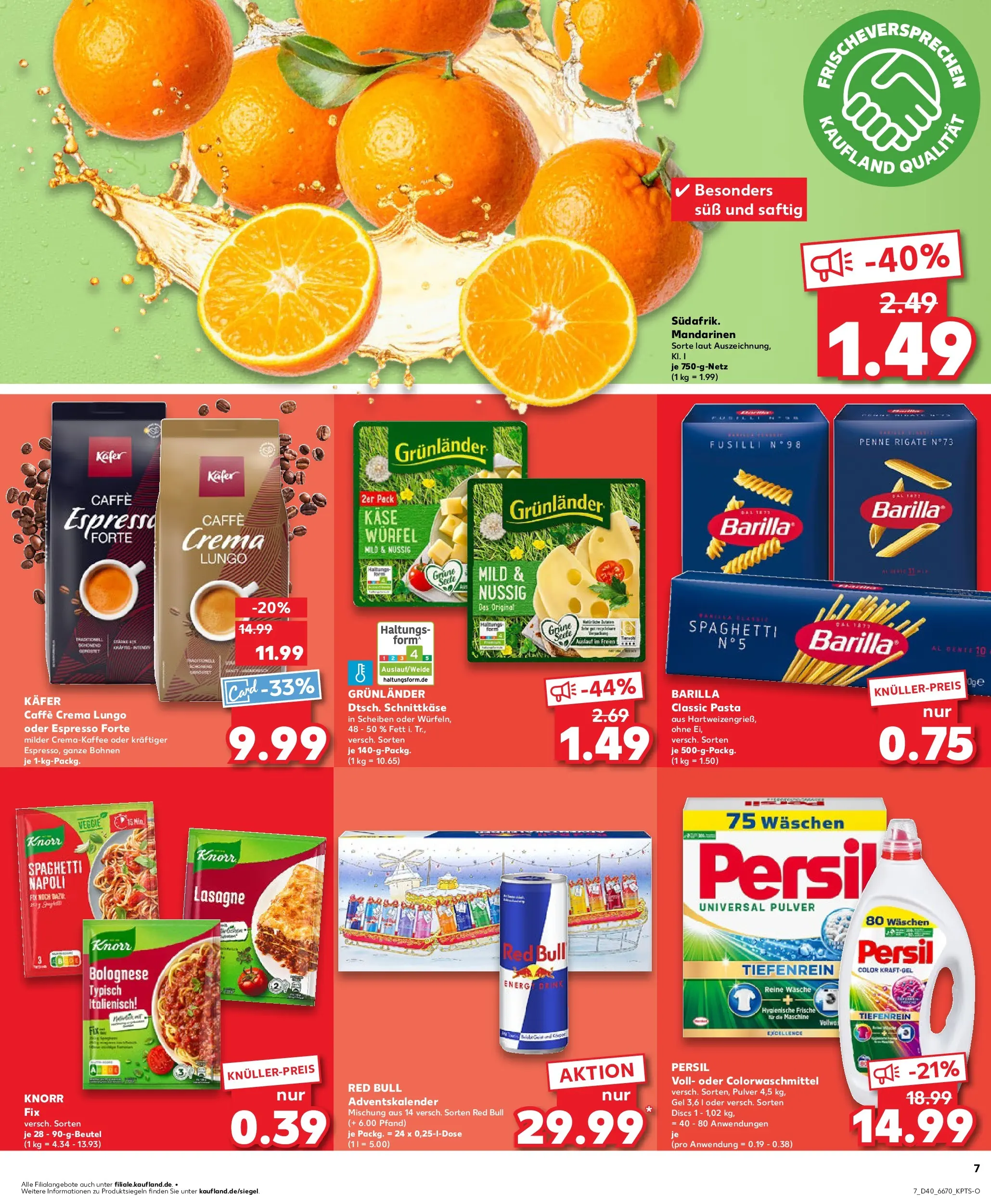 Prospekt Kaufland ab 05.10.2025 » Angebote Online zum Blättern | Seite: 7 | Produkte: Knorr fix, Käse, Grunlander, Pasta