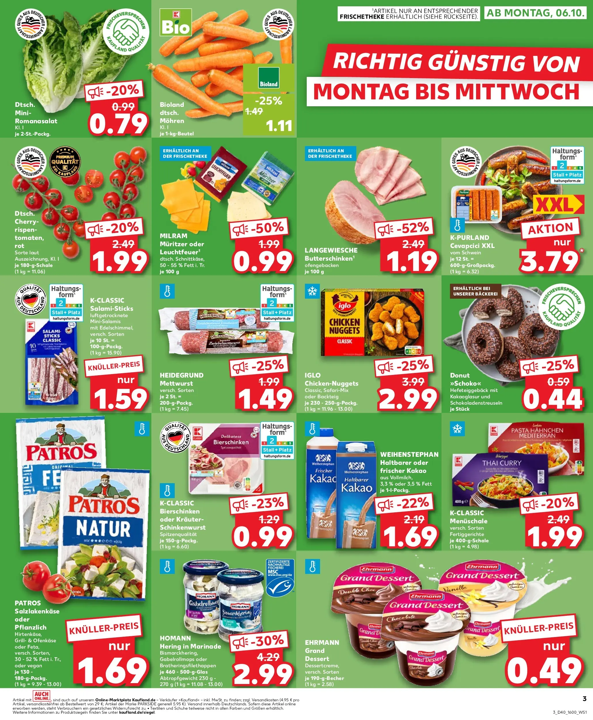 Prospekt Kaufland ab 05.10.2025 » Angebote Online zum Blättern | Seite: 3 | Produkte: Grill, Iglo, Patros, Salami