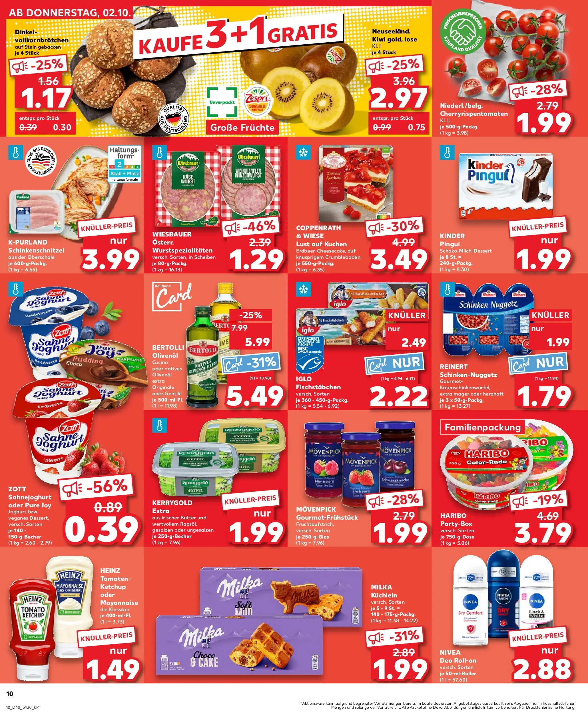 Prospekt Kaufland ab 05.10.2025 » Angebote Online zum Blättern | Seite: 10 | Produkte: Olivenol, Tomaten, Schnitzel, Kuchen