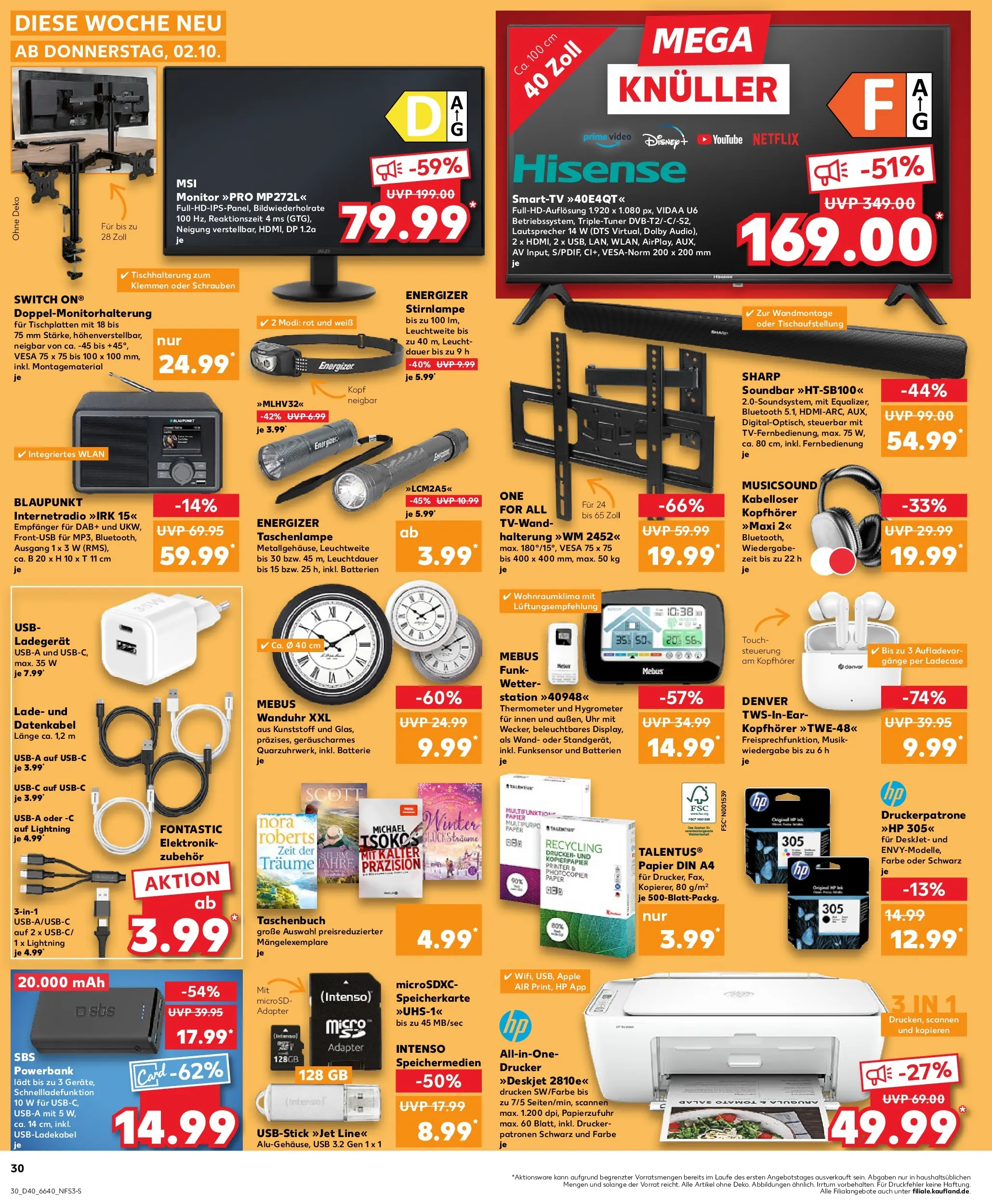 Prospekt Kaufland ab 05.10.2025 » Angebote Online zum Blättern | Seite: 30 | Produkte: Thermometer, Uhr, Drucker, Dab+