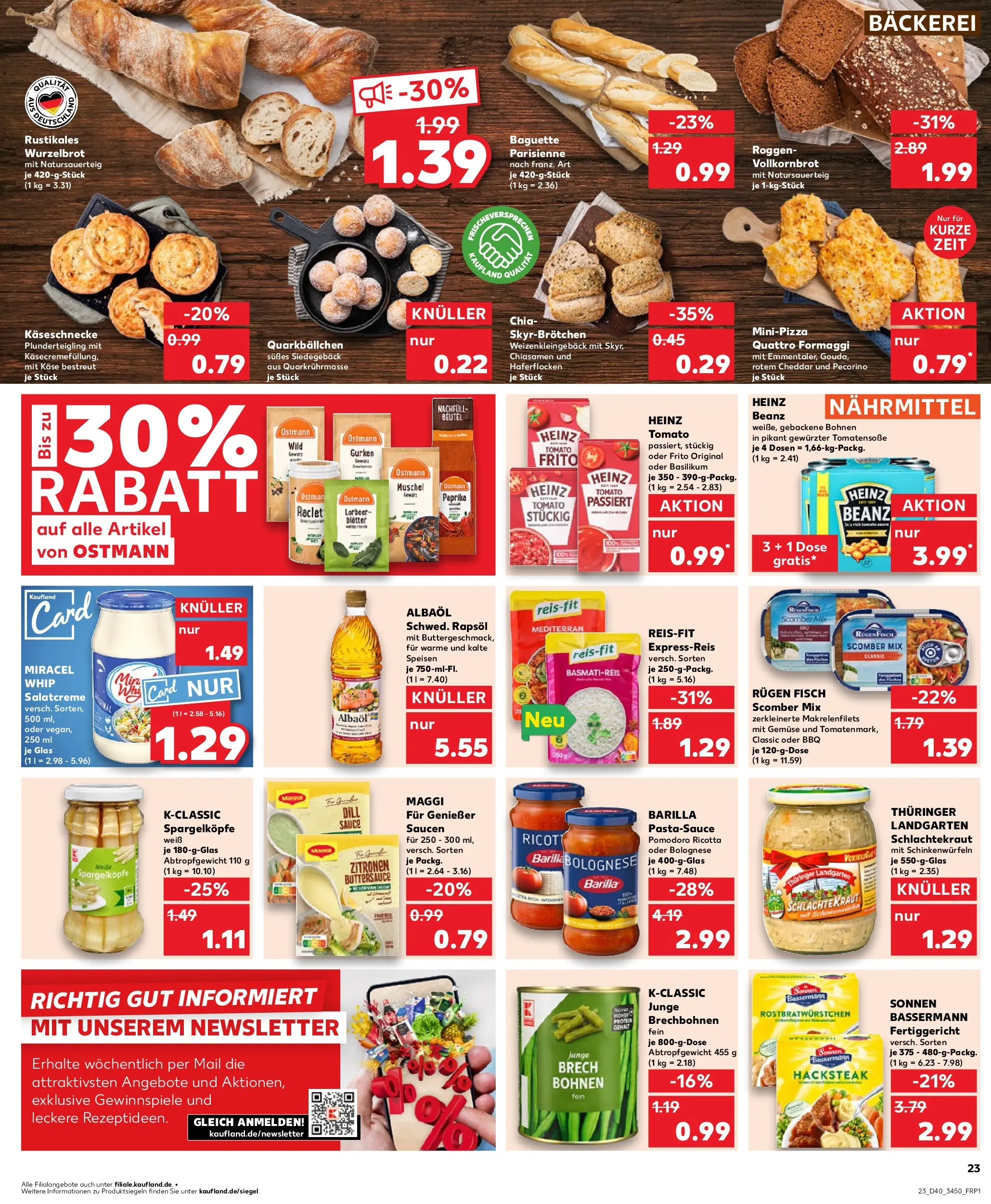 Prospekt Kaufland ab 05.10.2025 » Angebote Online zum Blättern | Seite: 23 | Produkte: Bäckerei, Barilla, Miracel whip, Gurken