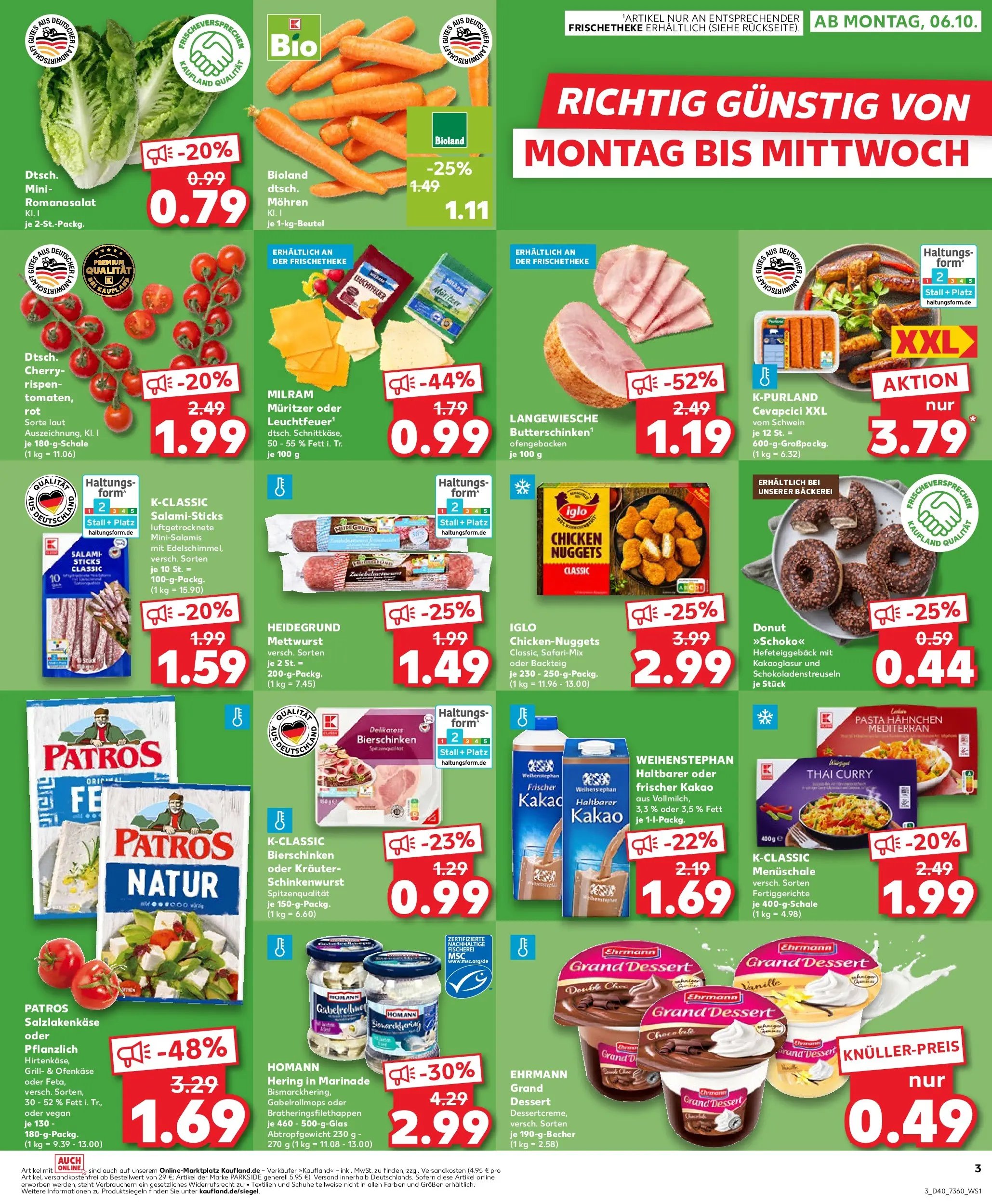 Prospekt Kaufland ab 05.10.2025 » Angebote Online zum Blättern | Seite: 3 | Produkte: Hahnchen, Cevapcici, Patros, Milram