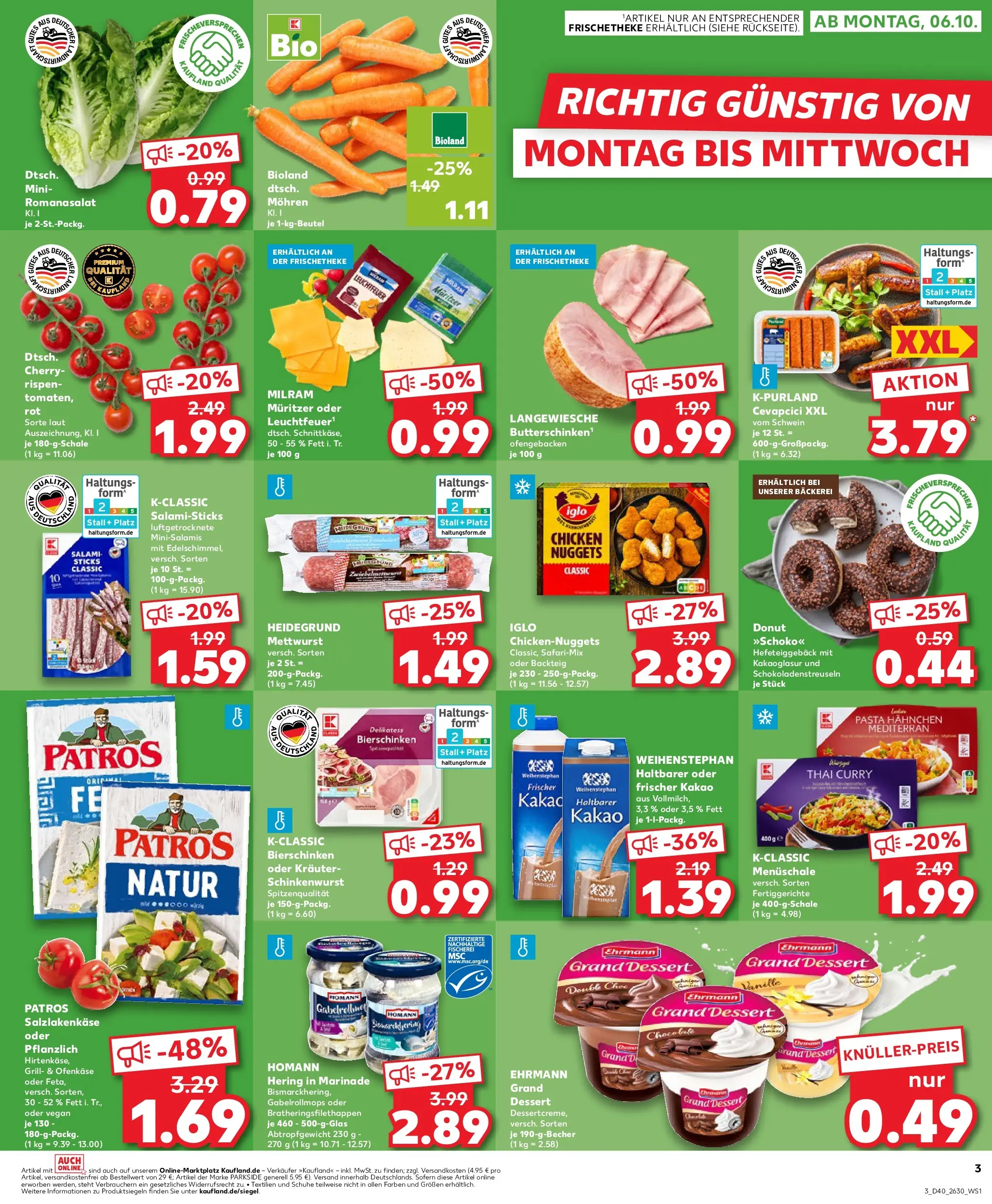 Prospekt Kaufland ab 05.10.2025 » Angebote Online zum Blättern | Seite: 3 | Produkte: Hahnchen, Bäckerei, Mohren, Milram
