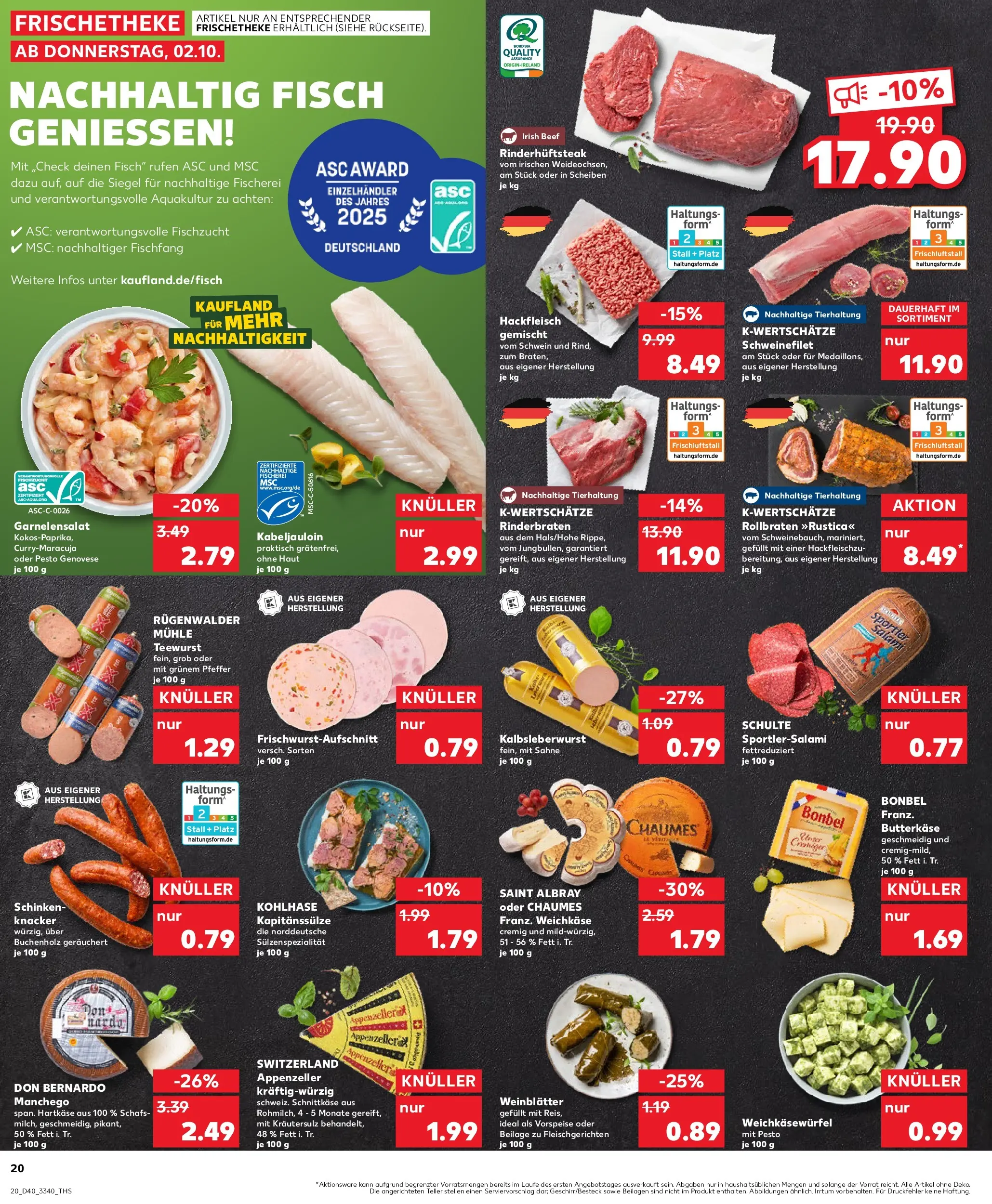 Prospekt Kaufland ab 05.10.2025 » Angebote Online zum Blättern | Seite: 20 | Produkte: Rinderbraten, Mühle, Schinken, Hackfleisch