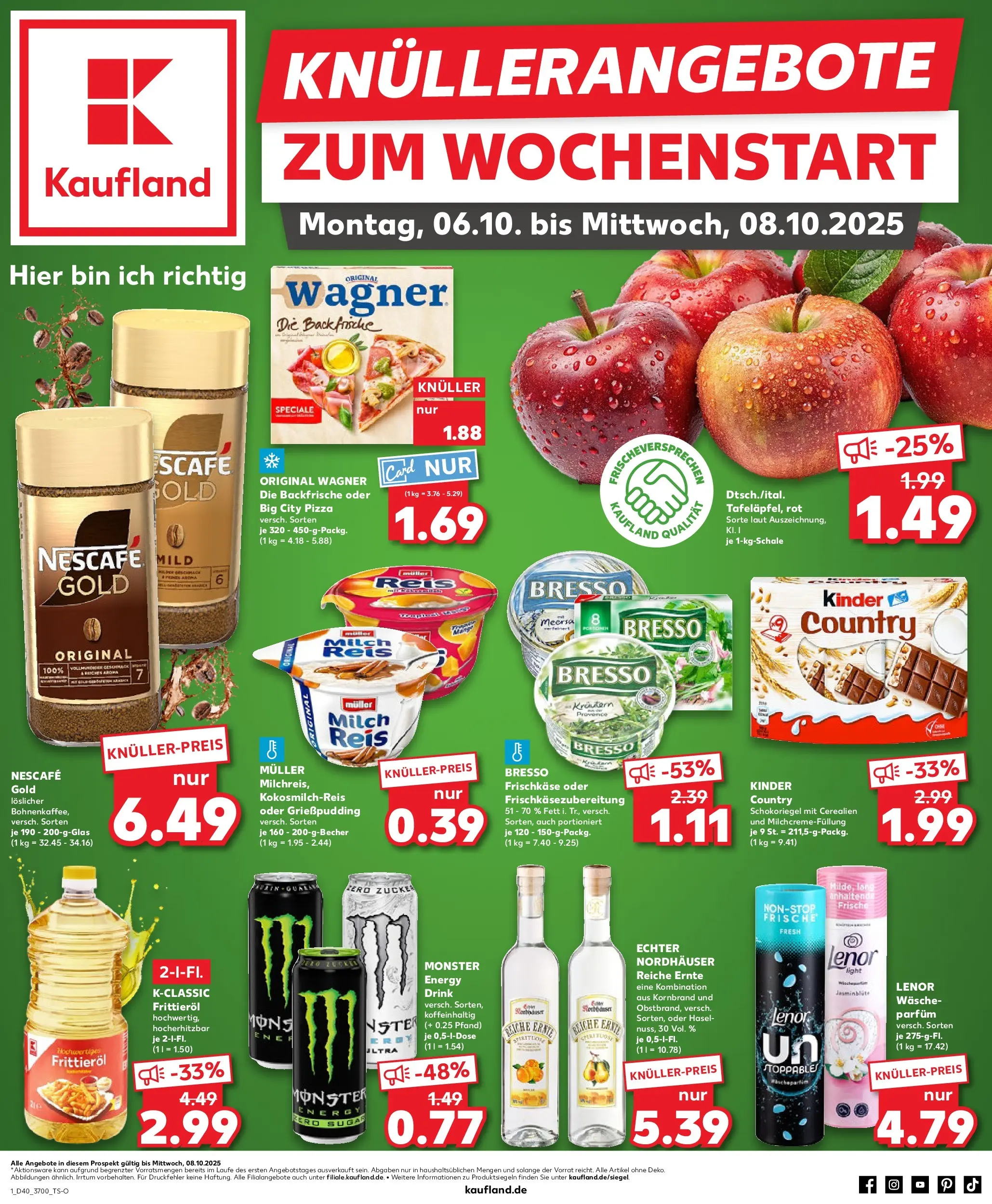 Prospekt Kaufland ab 05.10.2025 » Angebote Online zum Blättern | Seite: 1 | Produkte: Pudding, Monster, Reis, Kinder country