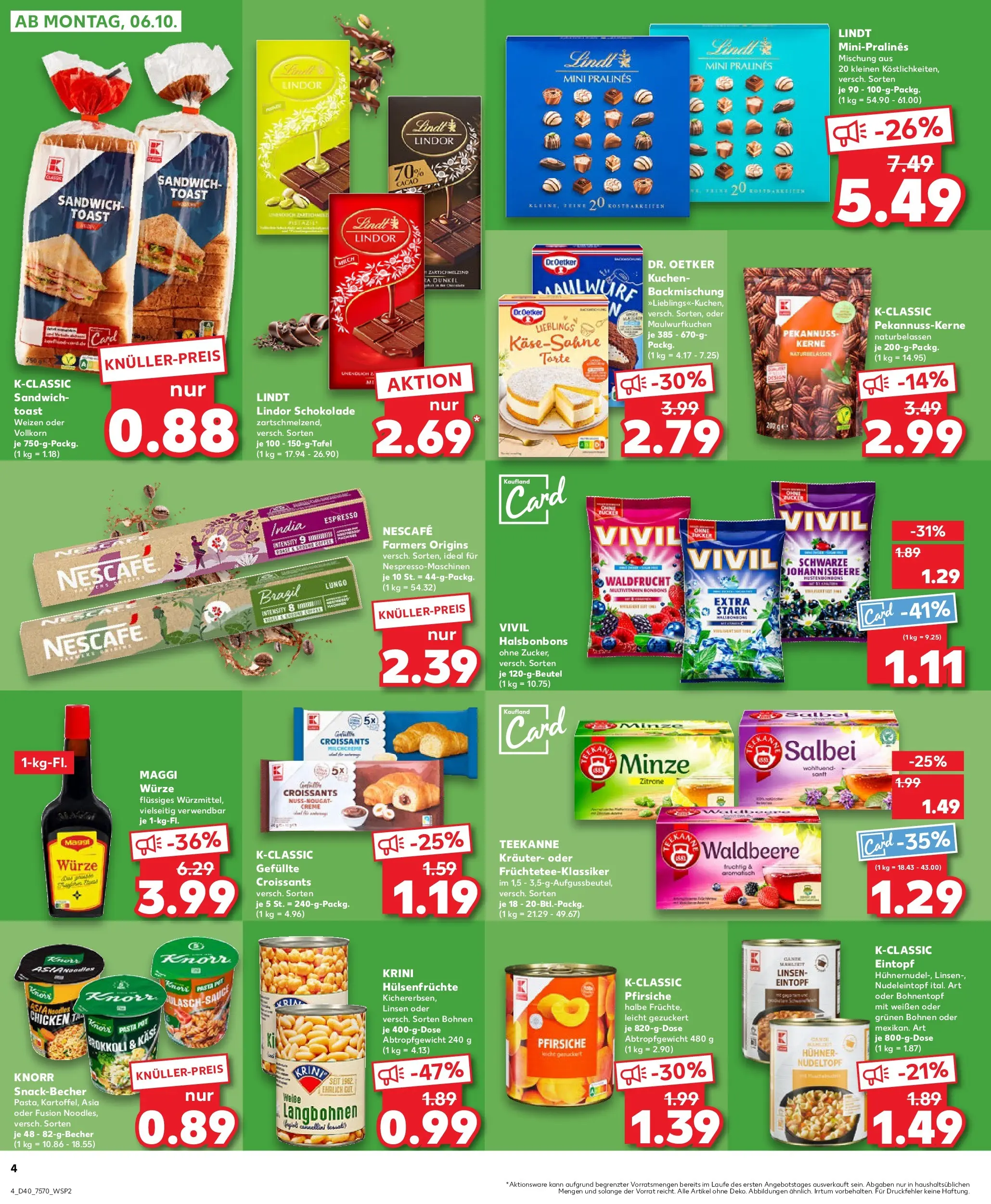 Prospekt Kaufland ab 05.10.2025 » Angebote Online zum Blättern | Seite: 4 | Produkte: Toast, Creme, Croissant, Lindt