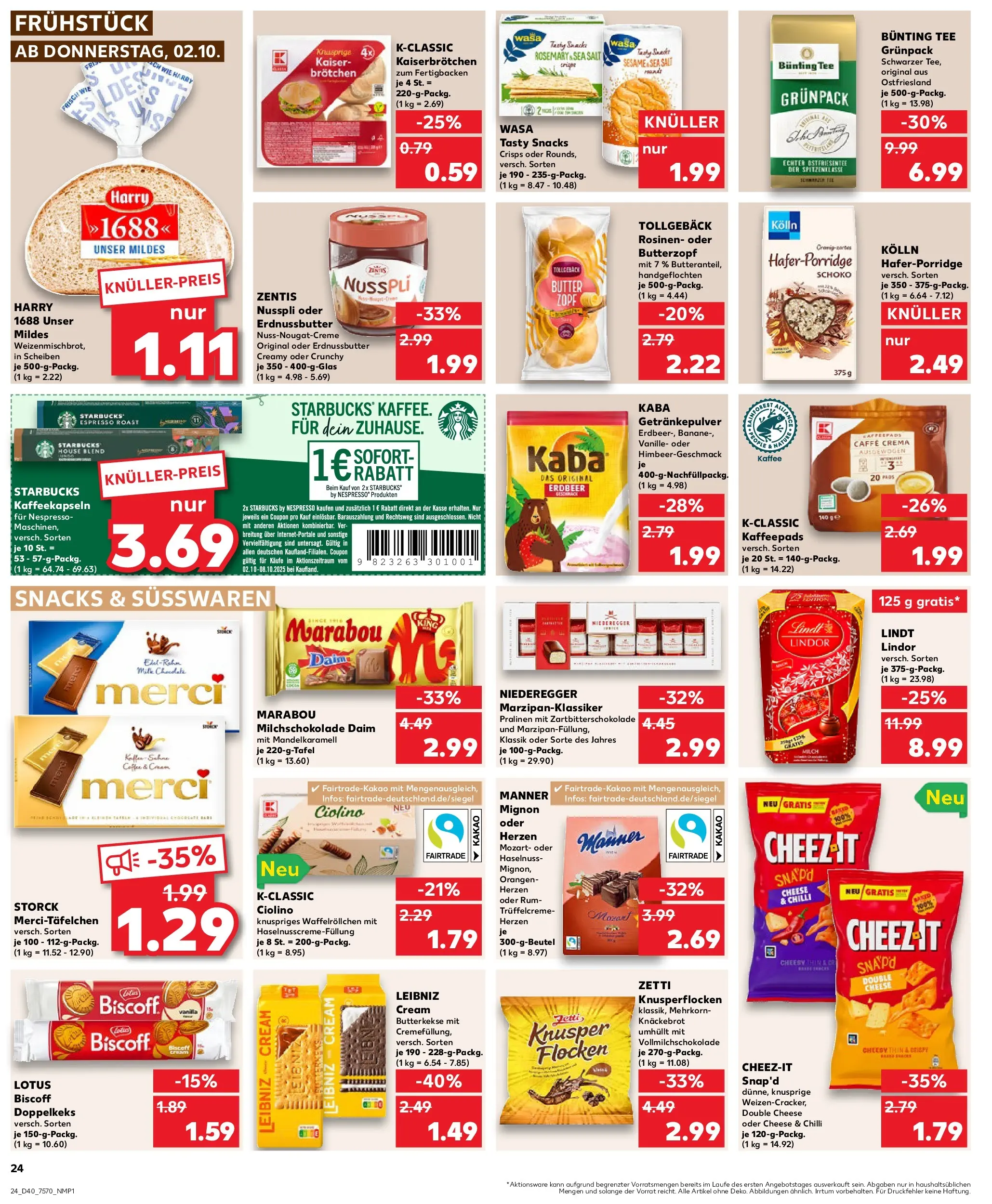 Prospekt Kaufland ab 05.10.2025 » Angebote Online zum Blättern | Seite: 24 | Produkte: Kaffeepads, Kolln, Milch, Butterkekse