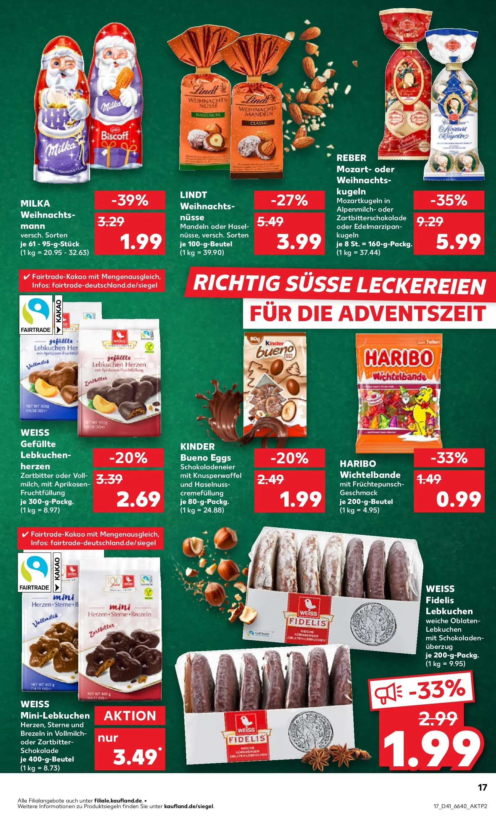 Prospekt Kaufland ab 08.10.2025 » Angebote und Werbung Online | Seite: 17 | Produkte: Kinder bueno, Milka, Lindt, Nüsse Prospekt Kaufland ab 08.10.2025 » Angebote Online zum Blättern | Seite: 17 | Produkte: Kinder bueno, Milka, Lindt, Nüsse