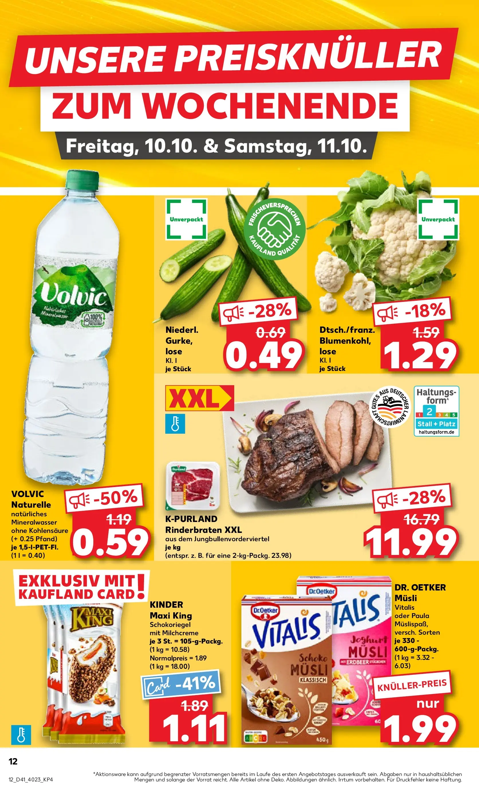 Prospekt Kaufland ab 08.10.2025 » Angebote Online zum Blättern | Seite: 12 | Produkte: Musli, Rinderbraten, Mineralwasser, Blumenkohl