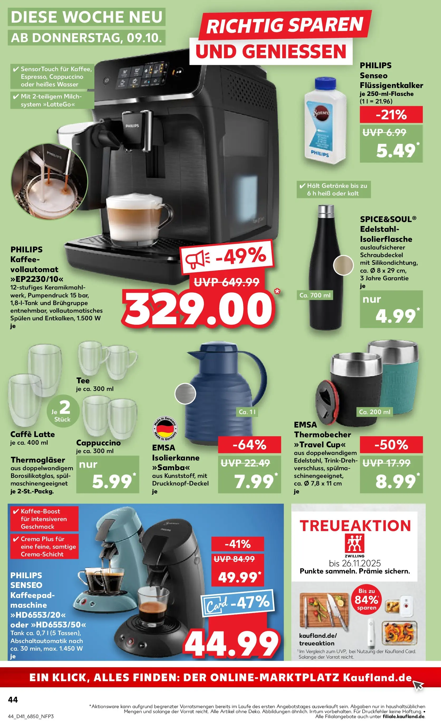 Prospekt Kaufland ab 08.10.2025 » Angebote und Werbung Online | Seite: 44 | Produkte: Philips, Senseo, Milch, Tee Prospekt Kaufland ab 08.10.2025 » Angebote Online zum Blättern | Seite: 44 | Produkte: Philips, Senseo, Milch, Tee