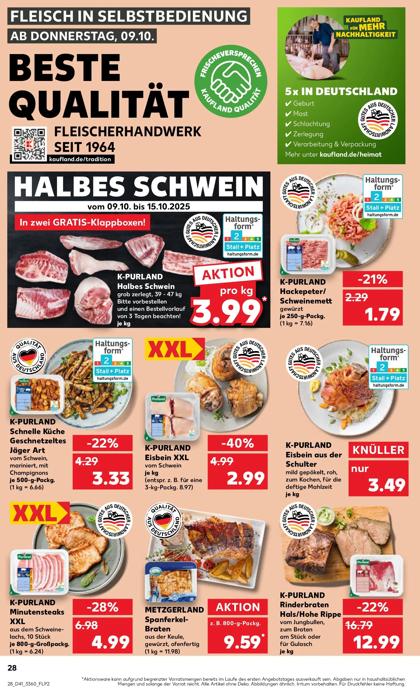 Prospekt Kaufland ab 08.10.2025 » Angebote Online zum Blättern | Seite: 28 | Produkte: Rinderbraten, Champignons, Gulasch, Fleisch