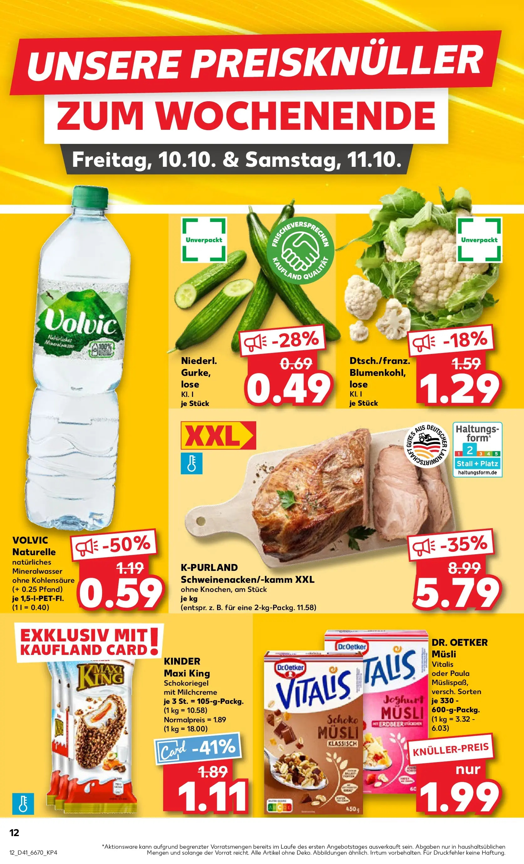 Prospekt Kaufland ab 08.10.2025 » Angebote Online zum Blättern | Seite: 12 | Produkte: Musli, Joghurt, Blumenkohl, Volvic