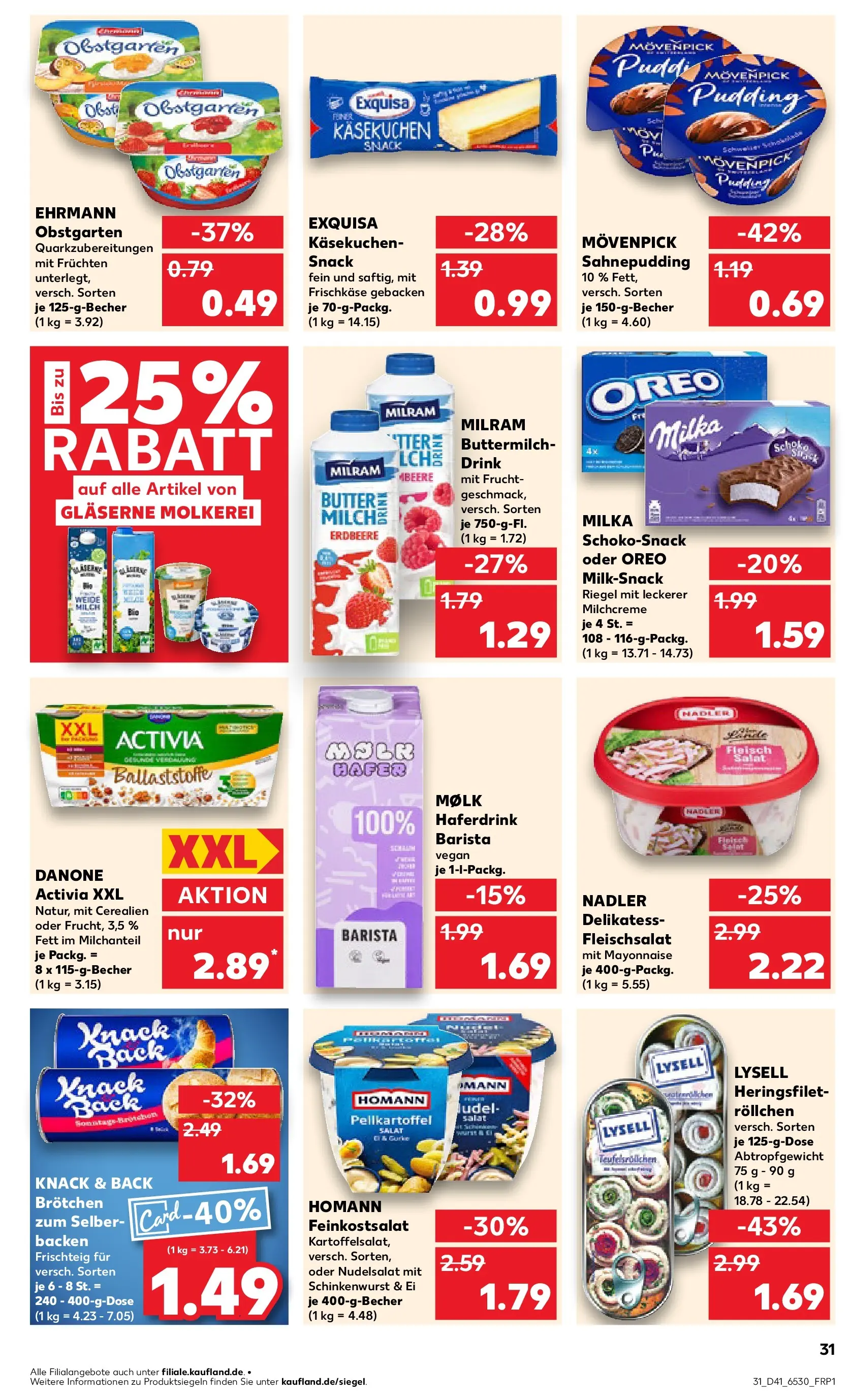 Prospekt Kaufland ab 08.10.2025 » Angebote Online zum Blättern | Seite: 31 | Produkte: Milch, Milka, Mayonnaise, Frischkase