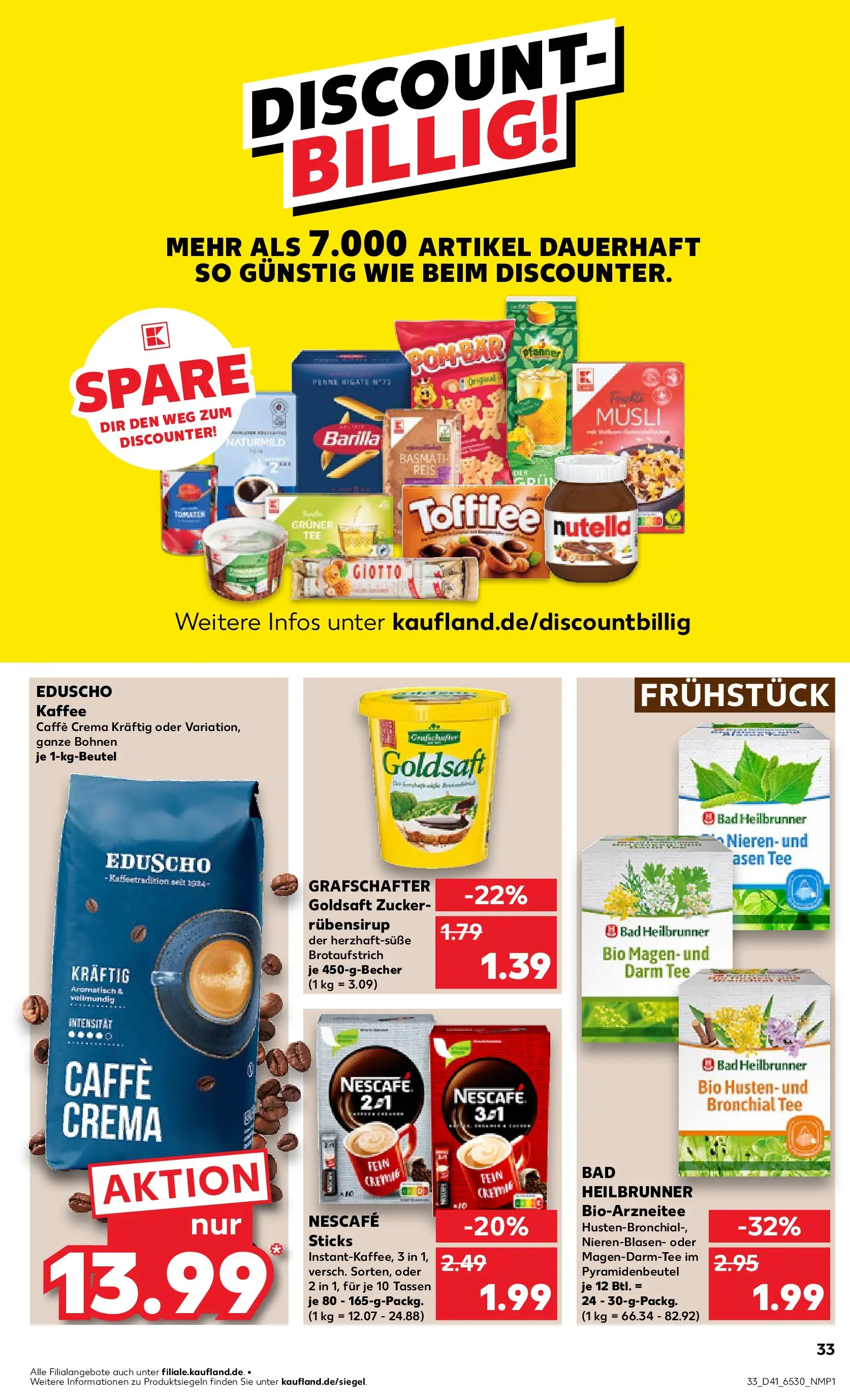 Prospekt Kaufland ab 08.10.2025 » Angebote Online zum Blättern | Seite: 33 | Produkte: Musli, Nescafe, Barilla, Toffifee