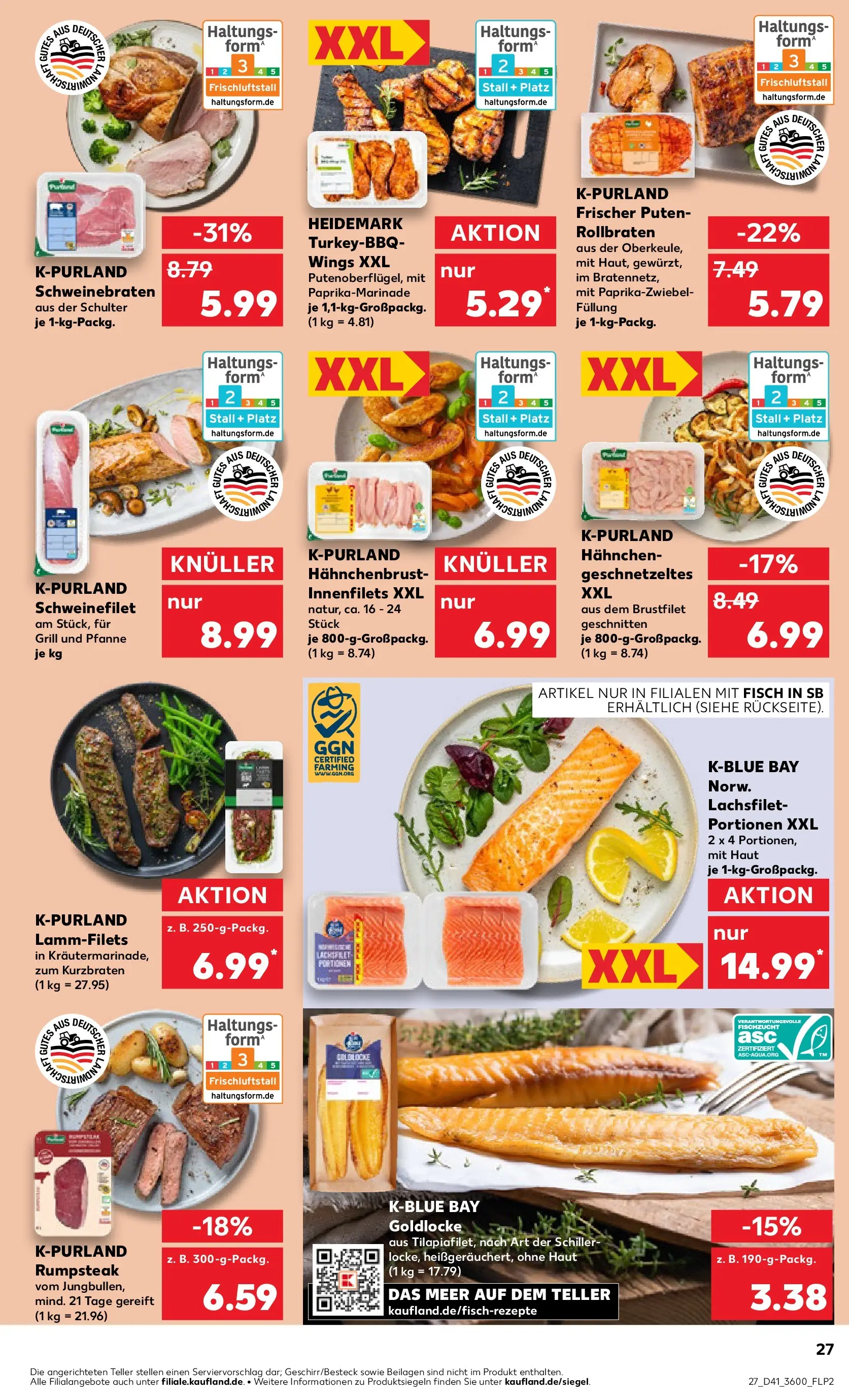 Prospekt Kaufland ab 09.10.2025 » Angebote und Werbung Online | Seite: 27 | Produkte: Grill, Hahnchen, Schweinefilet, Fisch Prospekt Kaufland ab 09.10.2025 » Angebote Online zum Blättern | Seite: 27 | Produkte: Grill, Hahnchen, Schweinefilet, Fisch