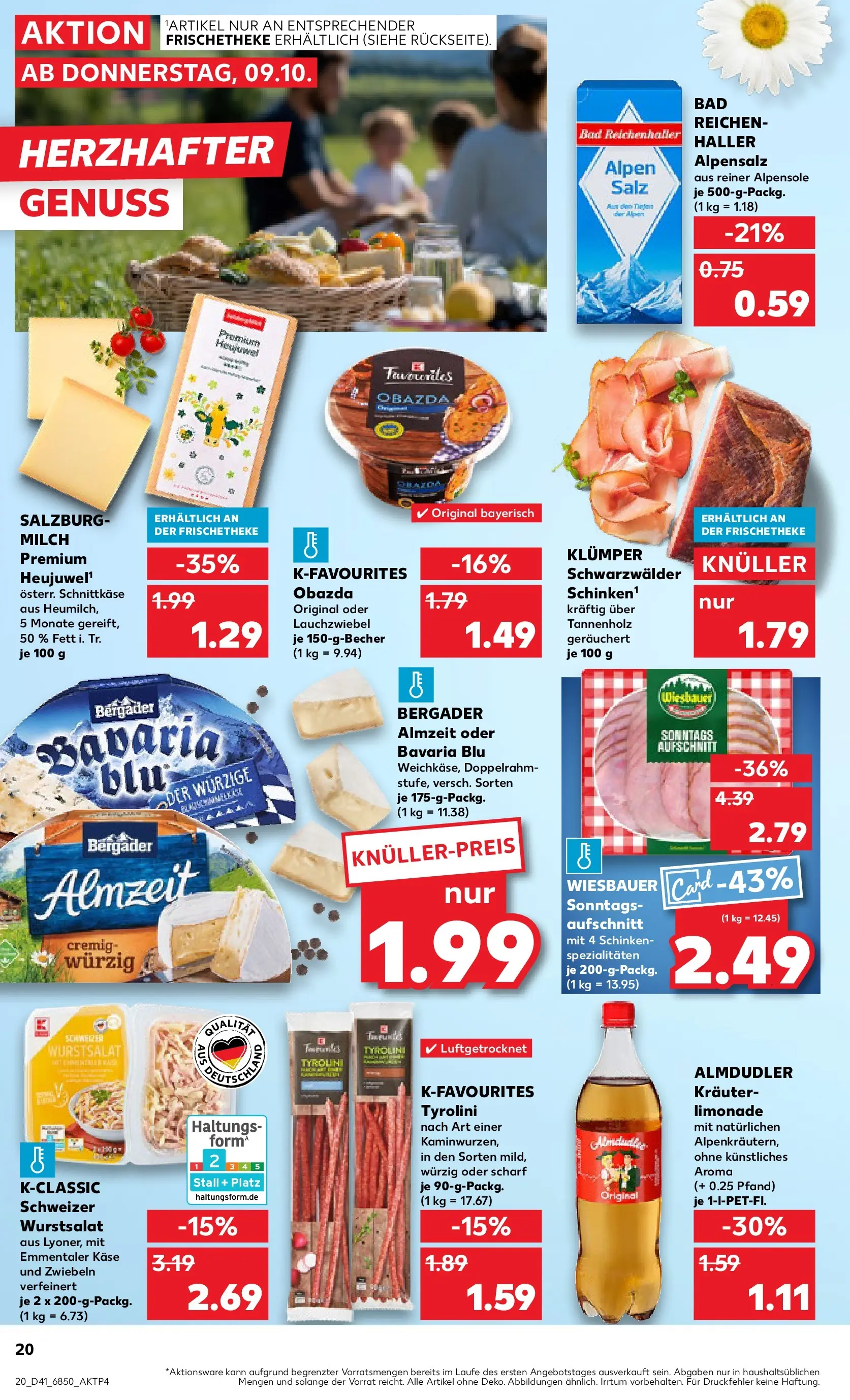 Prospekt Kaufland ab 08.10.2025 » Angebote und Werbung Online | Seite: 20 | Produkte: Käse, Theke, Limonade, Schinken Prospekt Kaufland ab 08.10.2025 » Angebote Online zum Blättern | Seite: 20 | Produkte: Käse, Theke, Limonade, Schinken