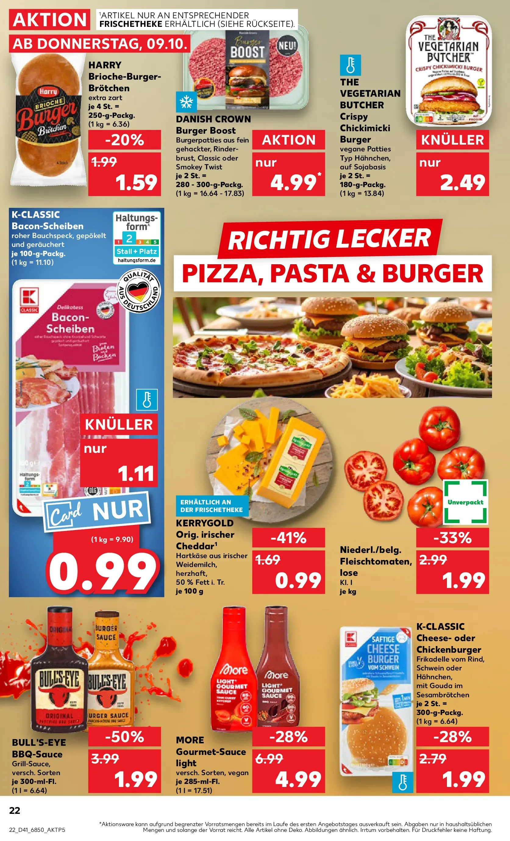 Prospekt Kaufland ab 08.10.2025 » Angebote und Werbung Online | Seite: 22 | Produkte: Gouda, Burger, Pasta Prospekt Kaufland ab 08.10.2025 » Angebote Online zum Blättern | Seite: 22 | Produkte: Gouda, Burger, Pasta