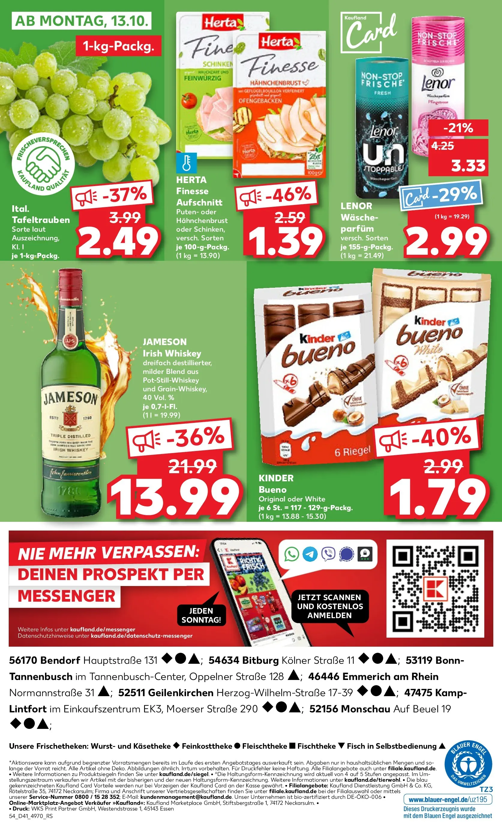 Prospekt Kaufland ab 09.10.2025 » Angebote Online zum Blättern | Seite: 54 | Produkte: Parfüm, Fisch, Schinken, Whiskey