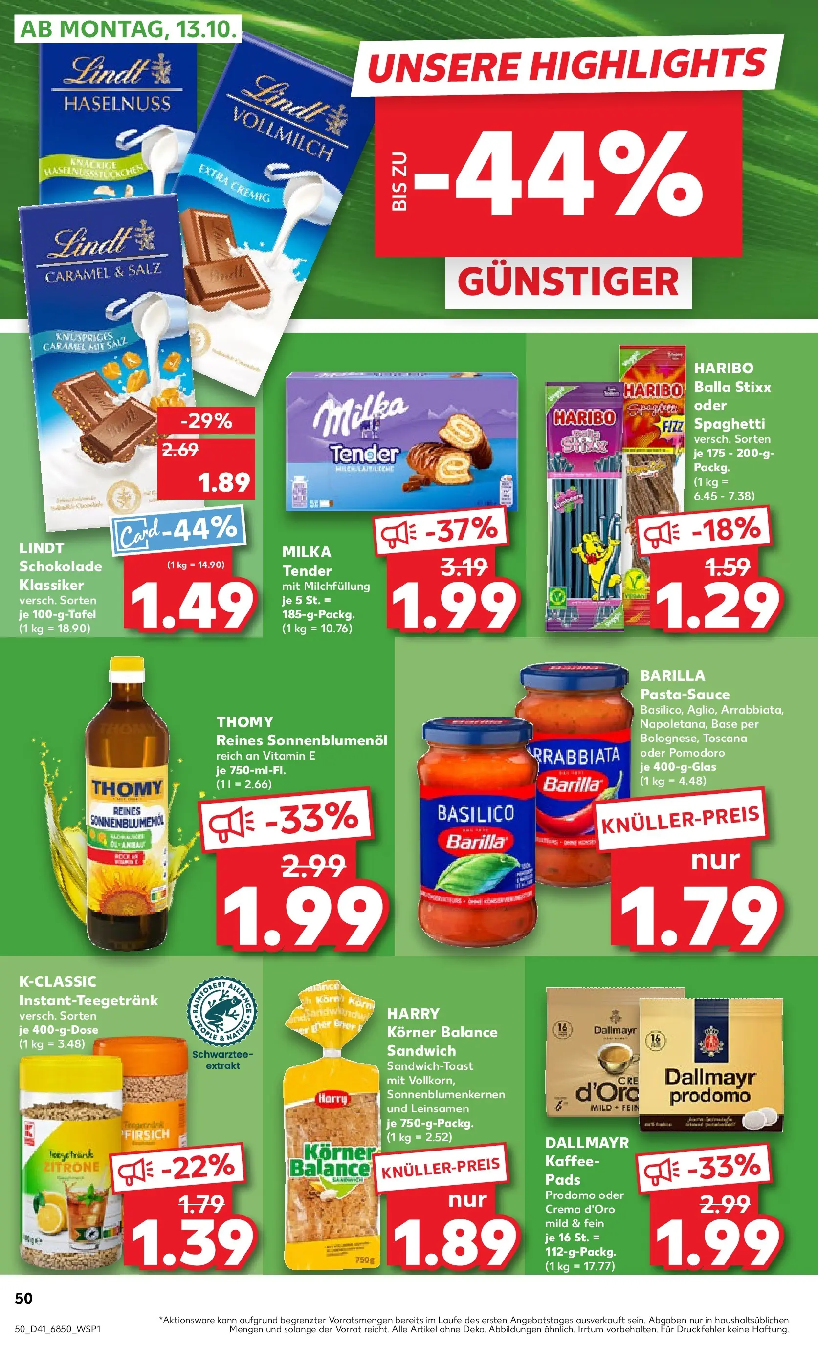 Prospekt Kaufland ab 08.10.2025 » Angebote und Werbung Online | Seite: 50 | Produkte: Dallmayr, Zitrone, Pasta, Dallmayr prodomo Prospekt Kaufland ab 08.10.2025 » Angebote Online zum Blättern | Seite: 50 | Produkte: Dallmayr, Zitrone, Pasta, Dallmayr prodomo