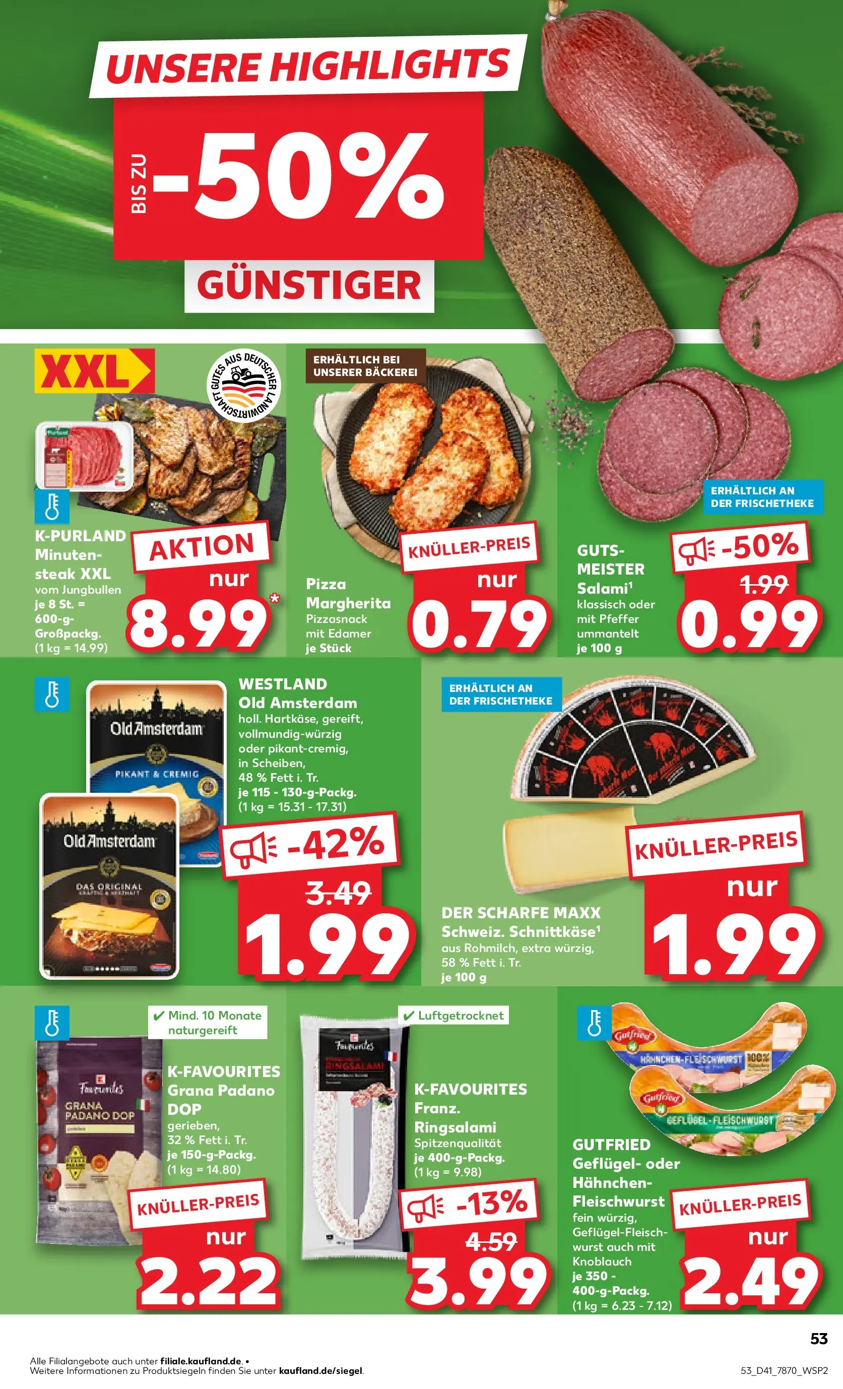 Prospekt Kaufland ab 08.10.2025 » Angebote Online zum Blättern | Seite: 53 | Produkte: Edamer, Pfeffer, Wurst, Knoblauch