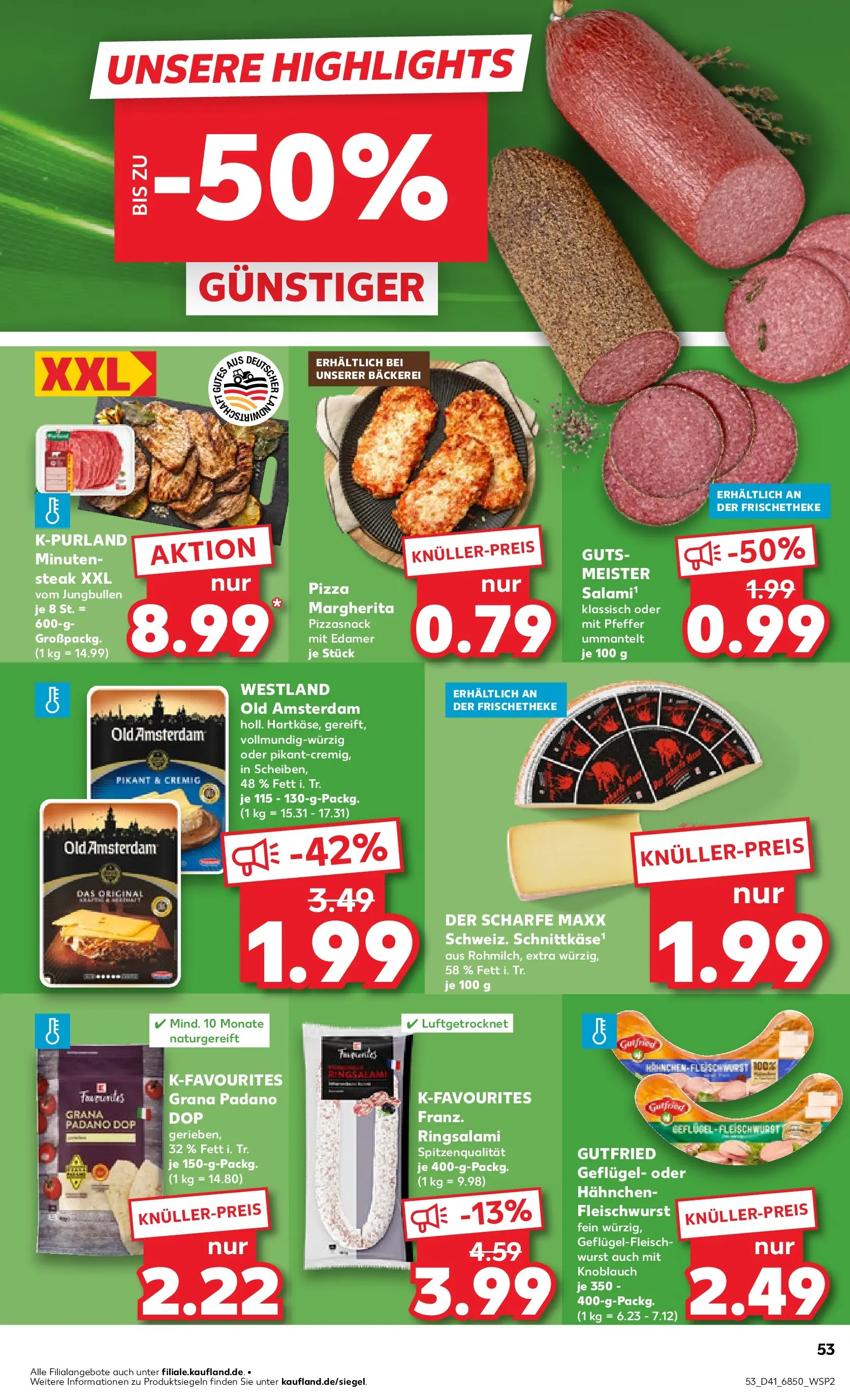 Prospekt Kaufland ab 08.10.2025 » Angebote und Werbung Online | Seite: 53 | Produkte: Hahnchen, Edamer, Wurst, Steak Prospekt Kaufland ab 08.10.2025 » Angebote Online zum Blättern | Seite: 53 | Produkte: Hahnchen, Edamer, Wurst, Steak