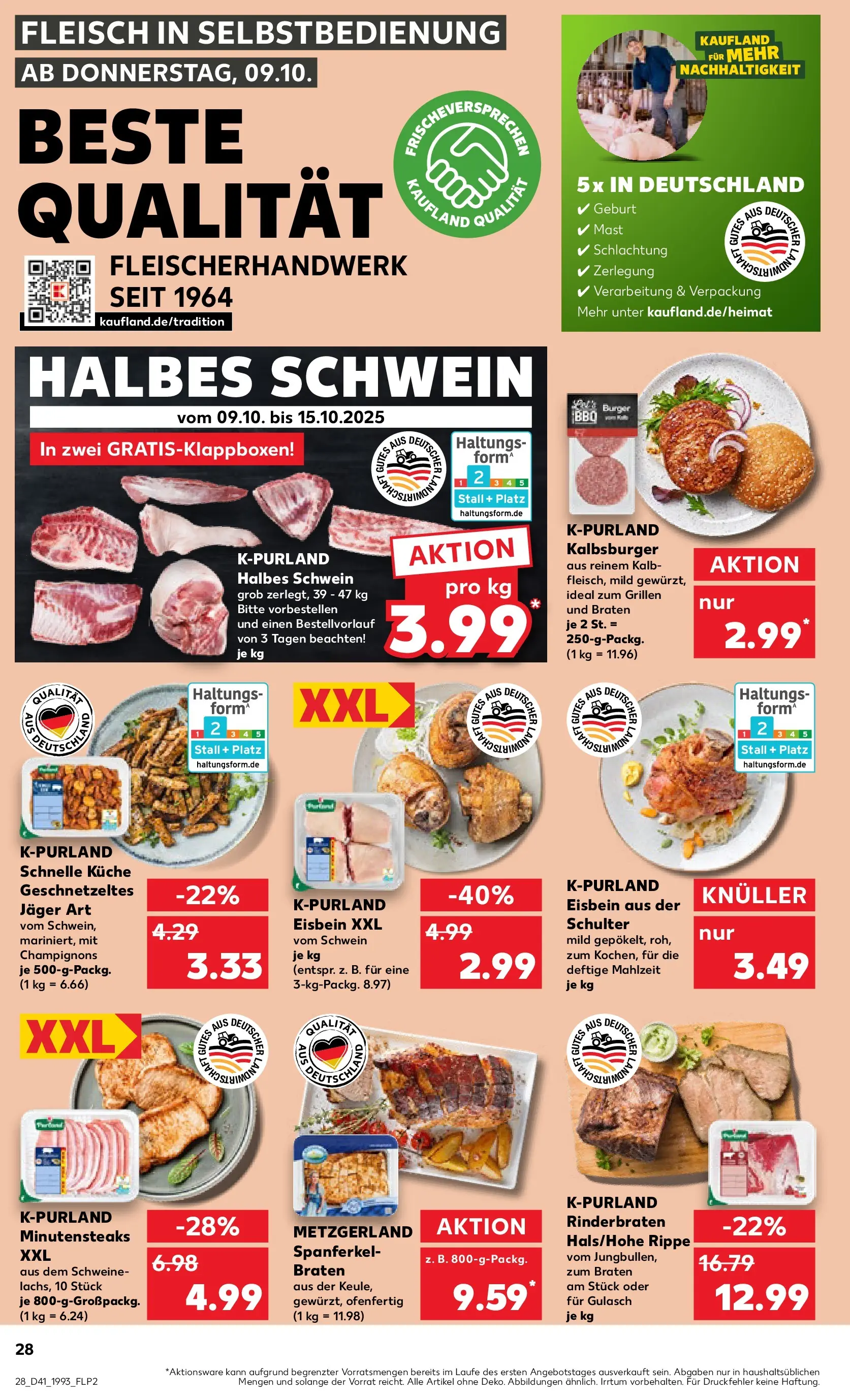 Prospekt Kaufland ab 09.10.2025 » Angebote Online zum Blättern | Seite: 28 | Produkte: Rinderbraten, Küche, Champignons, Steak