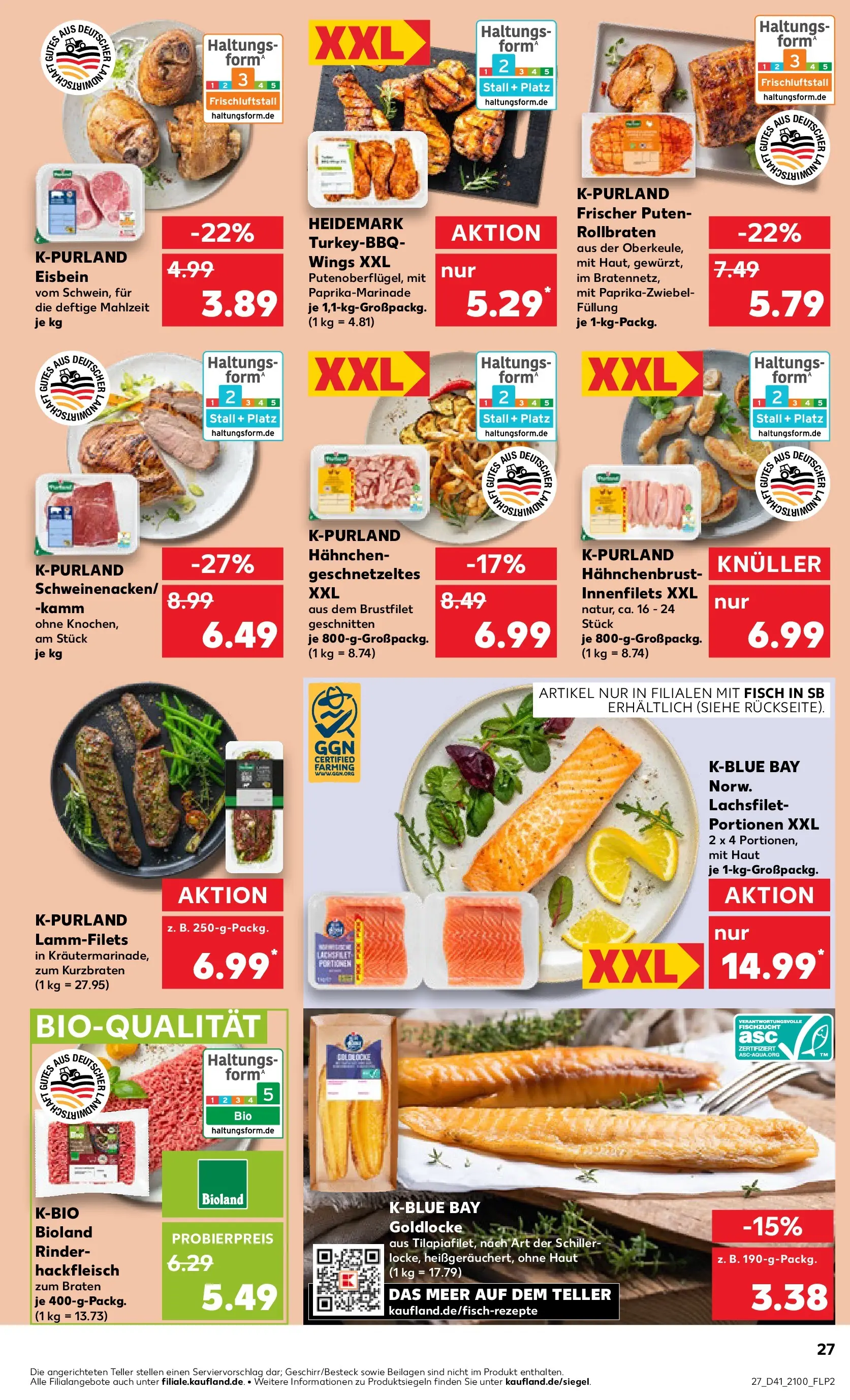 Prospekt Kaufland ab 08.10.2025 » Angebote und Werbung Online | Seite: 27 | Produkte: Hahnchen, Fisch, Hackfleisch, Hahnchenbrust Prospekt Kaufland ab 08.10.2025 » Angebote Online zum Blättern | Seite: 27 | Produkte: Hahnchen, Fisch, Hackfleisch, Hahnchenbrust