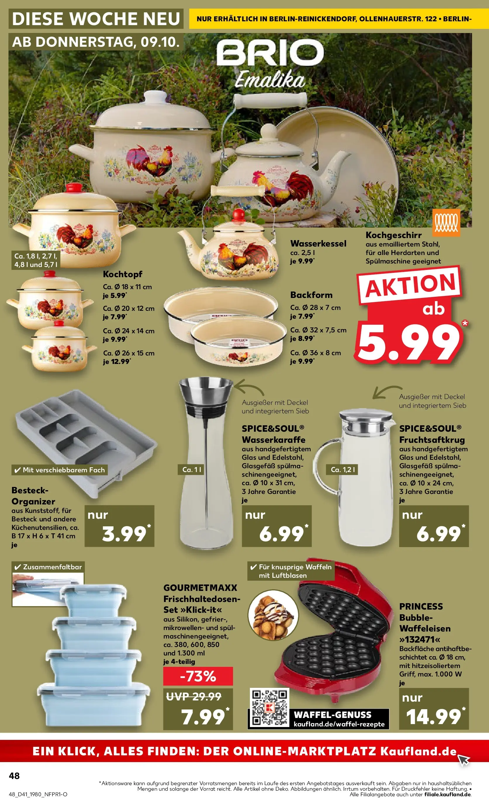 Prospekt Kaufland ab 09.10.2025 » Angebote und Werbung Online | Seite: 48 | Produkte: Waffeln, Waffeleisen Prospekt Kaufland ab 09.10.2025 » Angebote Online zum Blättern | Seite: 48 | Produkte: Waffeln, Waffeleisen