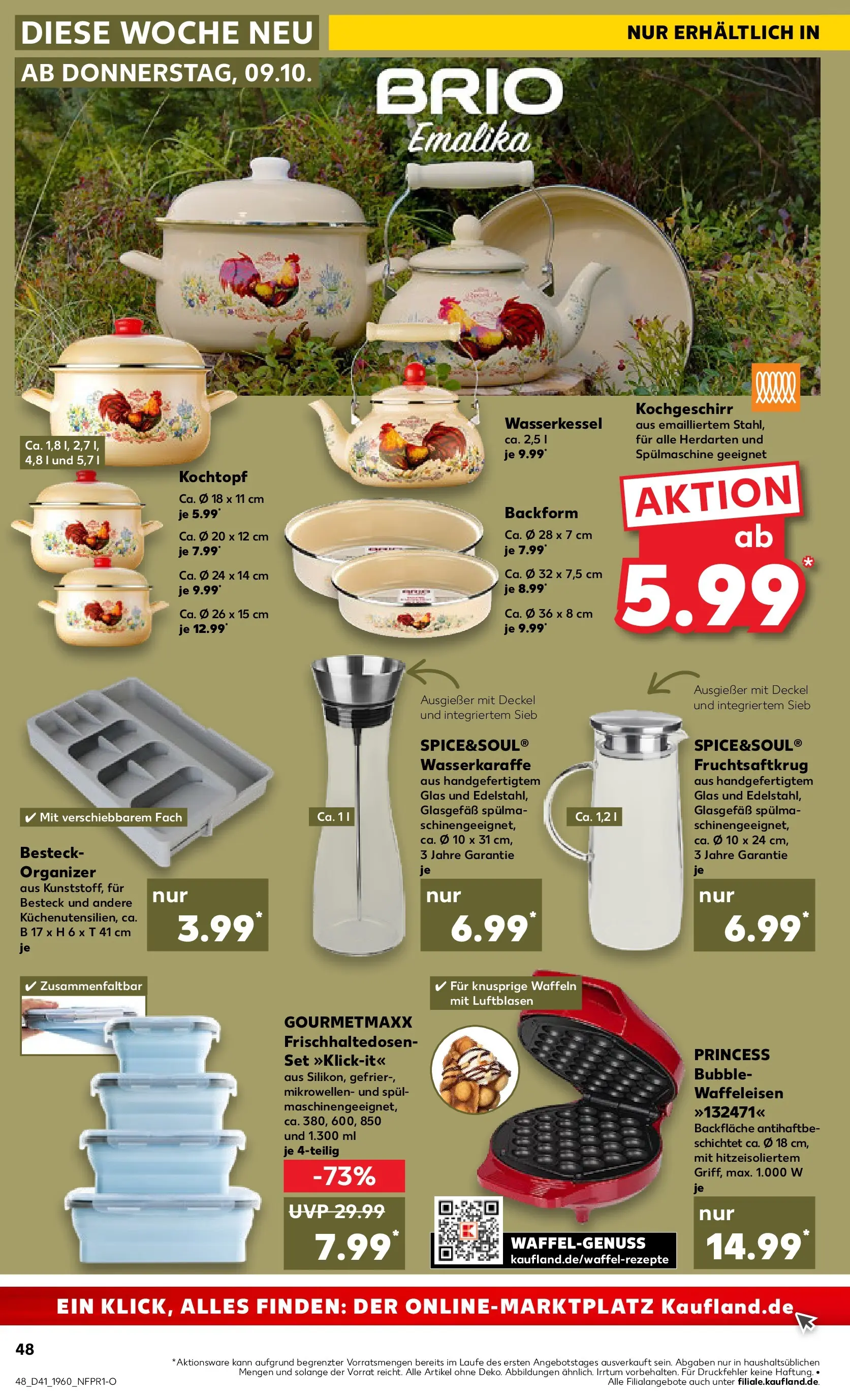 Prospekt Kaufland ab 09.10.2025 » Angebote und Werbung Online | Seite: 48 | Produkte: Waffeln, Waffeleisen Prospekt Kaufland ab 09.10.2025 » Angebote Online zum Blättern | Seite: 48 | Produkte: Waffeln, Waffeleisen