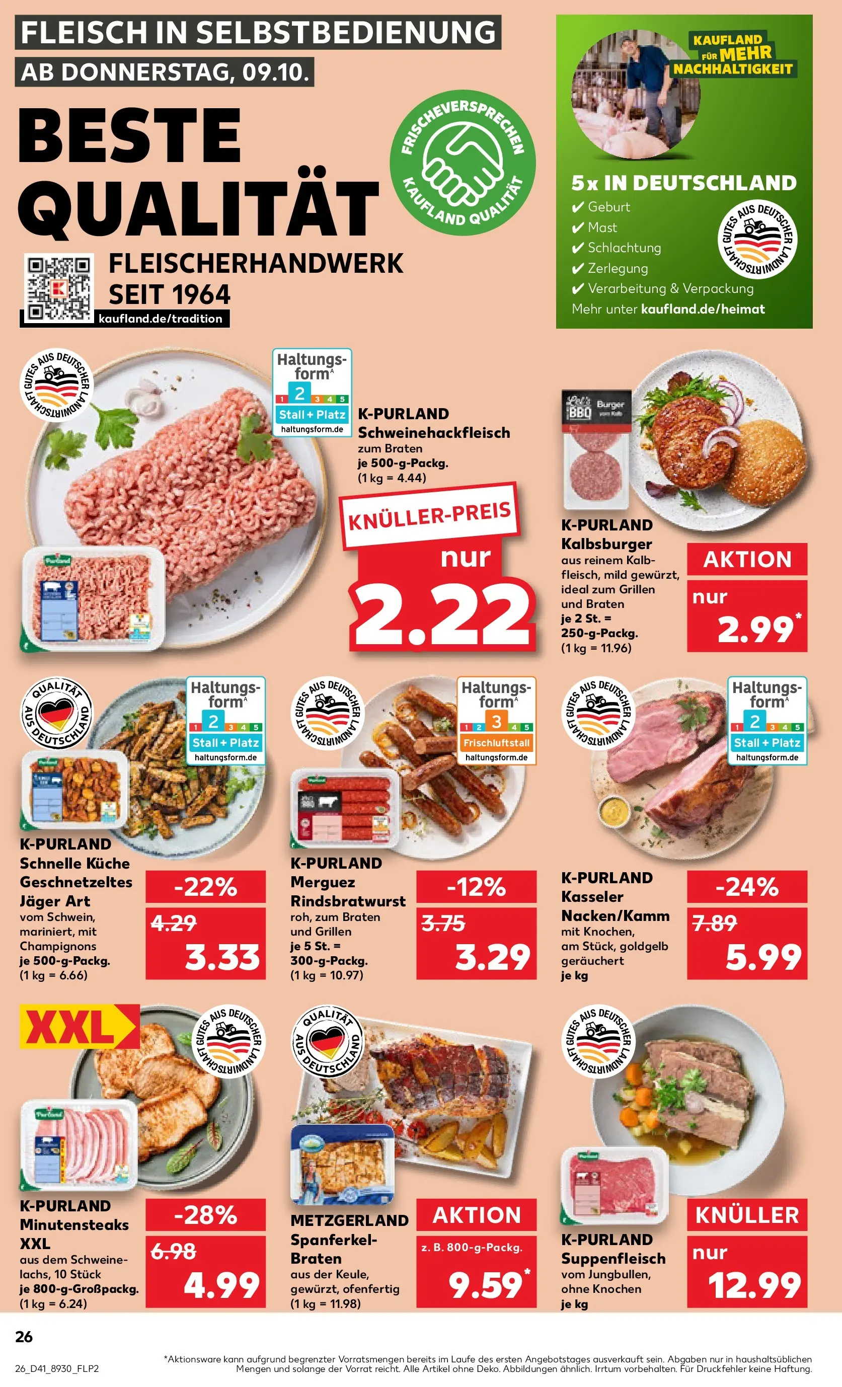 Prospekt Kaufland ab 08.10.2025 » Angebote Online zum Blättern | Seite: 26 | Produkte: Burger, Suppenfleisch, Steak, Fleisch