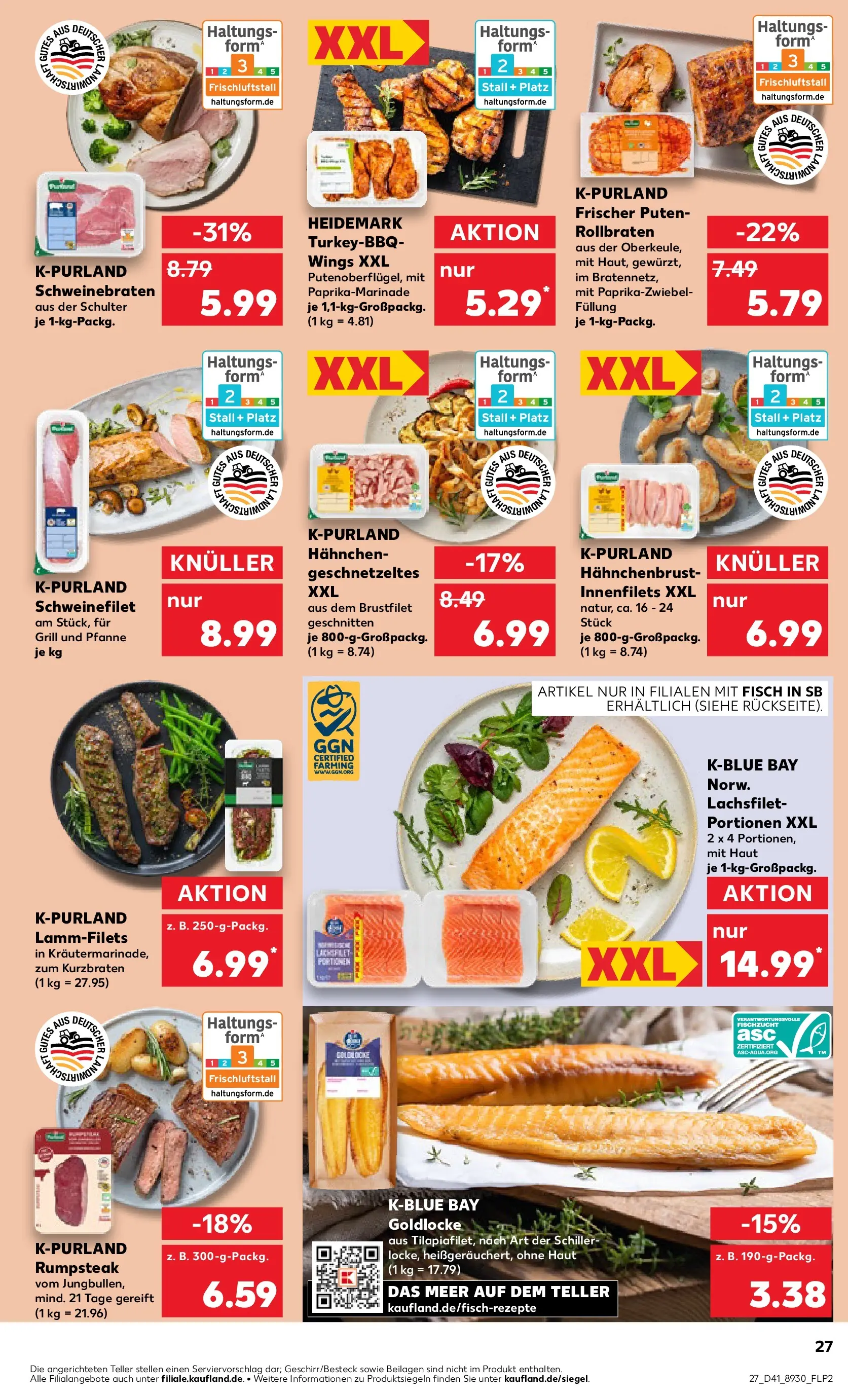 Prospekt Kaufland ab 08.10.2025 » Angebote Online zum Blättern | Seite: 27 | Produkte: Rumpsteak, Grill, Hahnchen, Schweinefilet