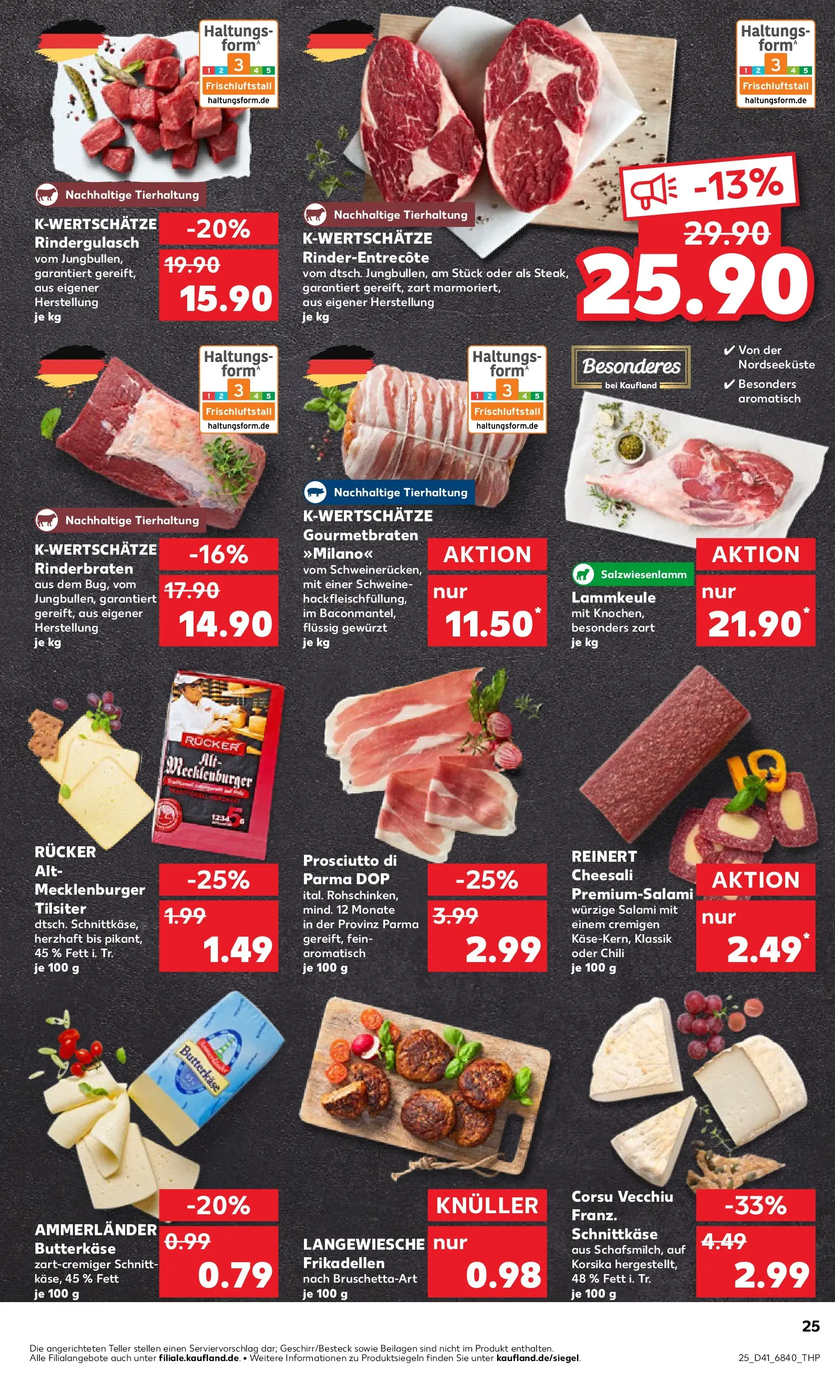 Prospekt Kaufland ab 09.10.2025 » Angebote und Werbung Online | Seite: 25 | Produkte: Rinderbraten, Lammkeule, Chili, Salami Prospekt Kaufland ab 09.10.2025 » Angebote Online zum Blättern | Seite: 25 | Produkte: Rinderbraten, Lammkeule, Chili, Salami