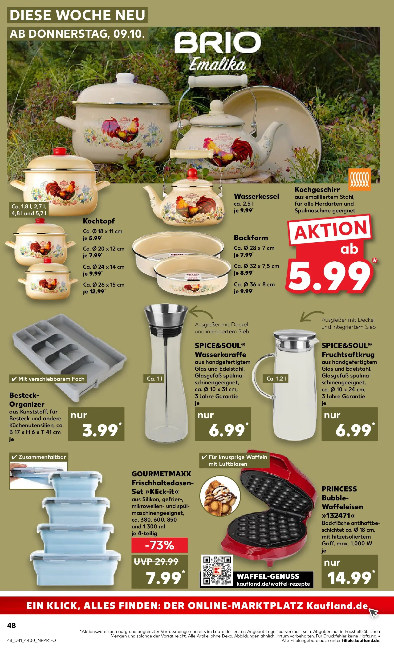 Prospekt Kaufland ab 09.10.2025 » Angebote und Werbung Online | Seite: 48 | Produkte: Waffeln, Waffeleisen Prospekt Kaufland ab 09.10.2025 » Angebote Online zum Blättern | Seite: 48 | Produkte: Waffeln, Waffeleisen