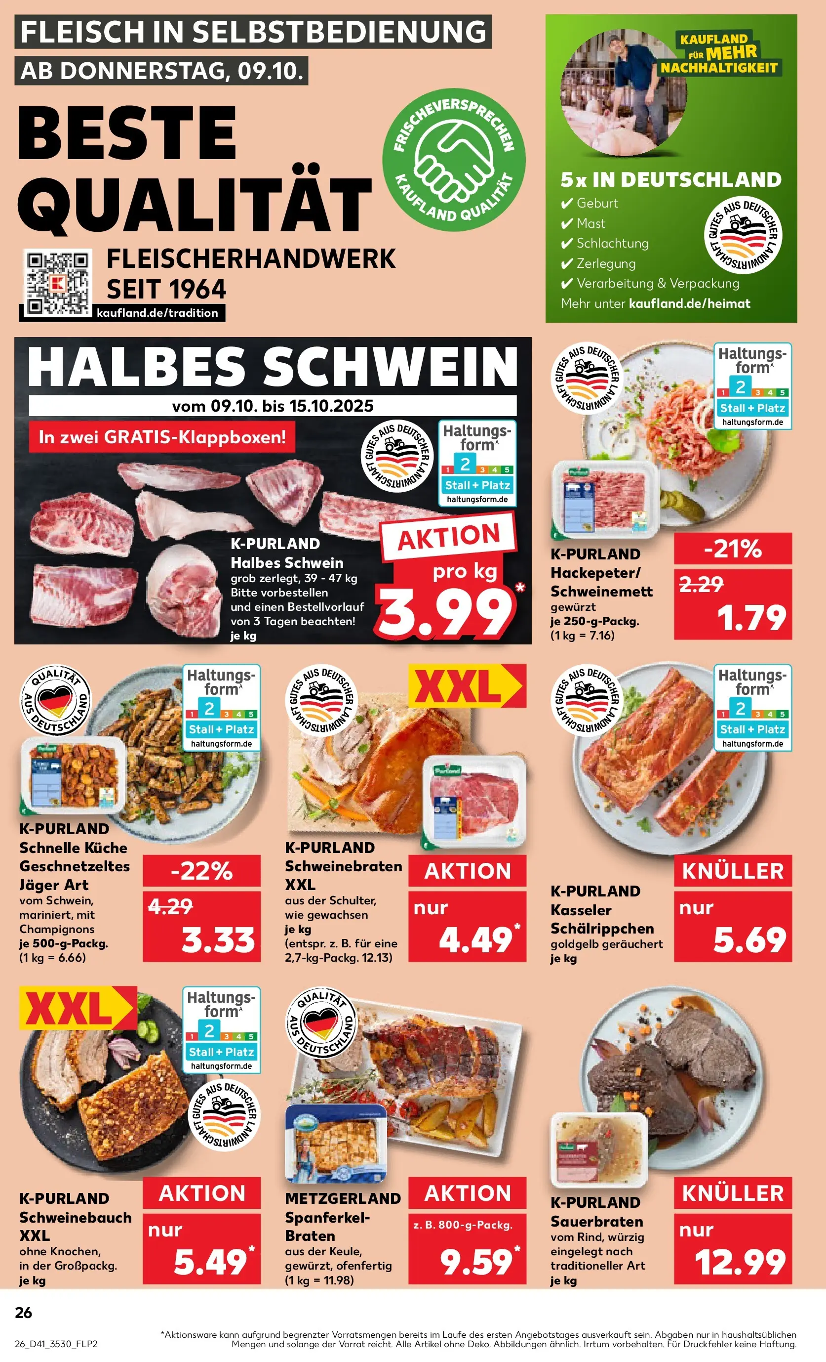 Prospekt Kaufland ab 09.10.2025 » Angebote und Werbung Online | Seite: 26 | Produkte: Schweinebauch, Küche, Champignons, Fleisch Prospekt Kaufland ab 09.10.2025 » Angebote Online zum Blättern | Seite: 26 | Produkte: Schweinebauch, Küche, Champignons, Fleisch
