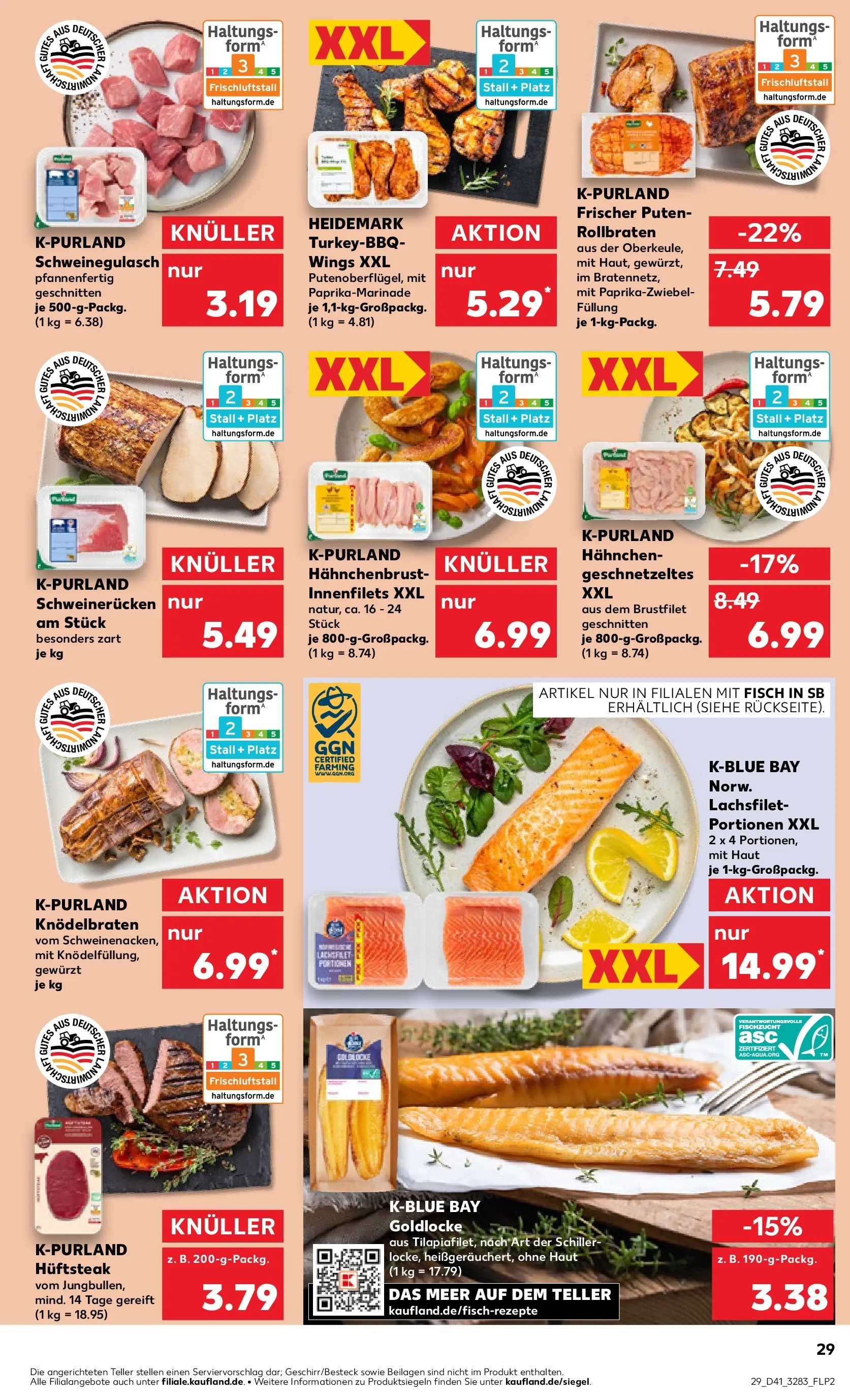 Prospekt Kaufland ab 09.10.2025 » Angebote Online zum Blättern | Seite: 29 | Produkte: Hahnchen, Fisch, Steak, Hahnchenbrust