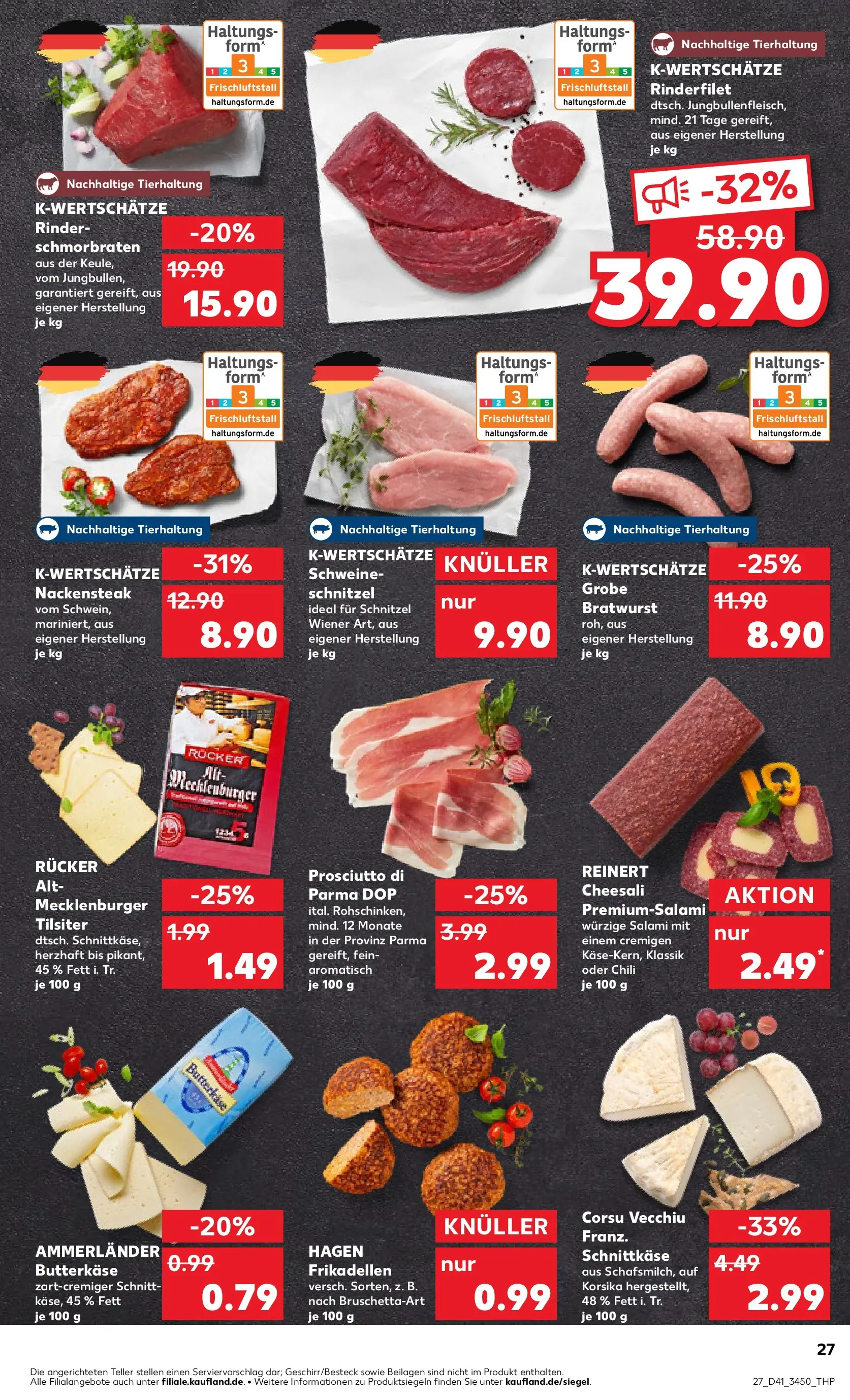 Prospekt Kaufland ab 08.10.2025 » Angebote Online zum Blättern | Seite: 27 | Produkte: Butter, Schnitzel, Salami, Steak