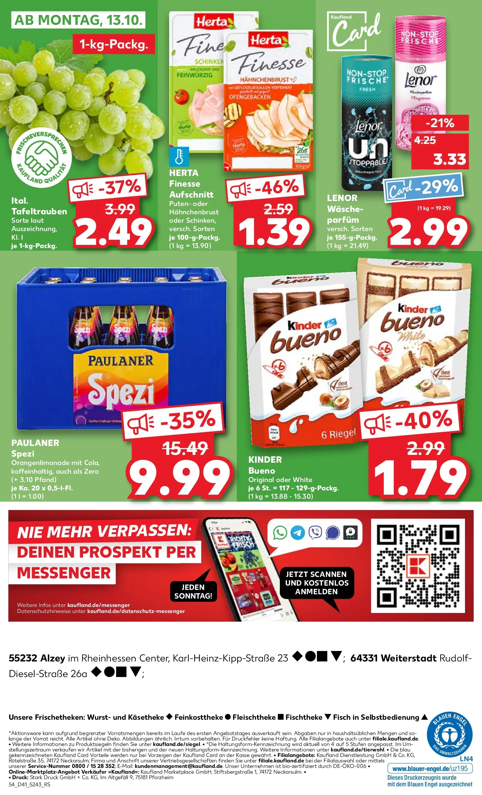 Prospekt Kaufland ab 08.10.2025 » Angebote Online zum Blättern | Seite: 54 | Produkte: Lenor, Kinder bueno, Wurst, Herta finesse