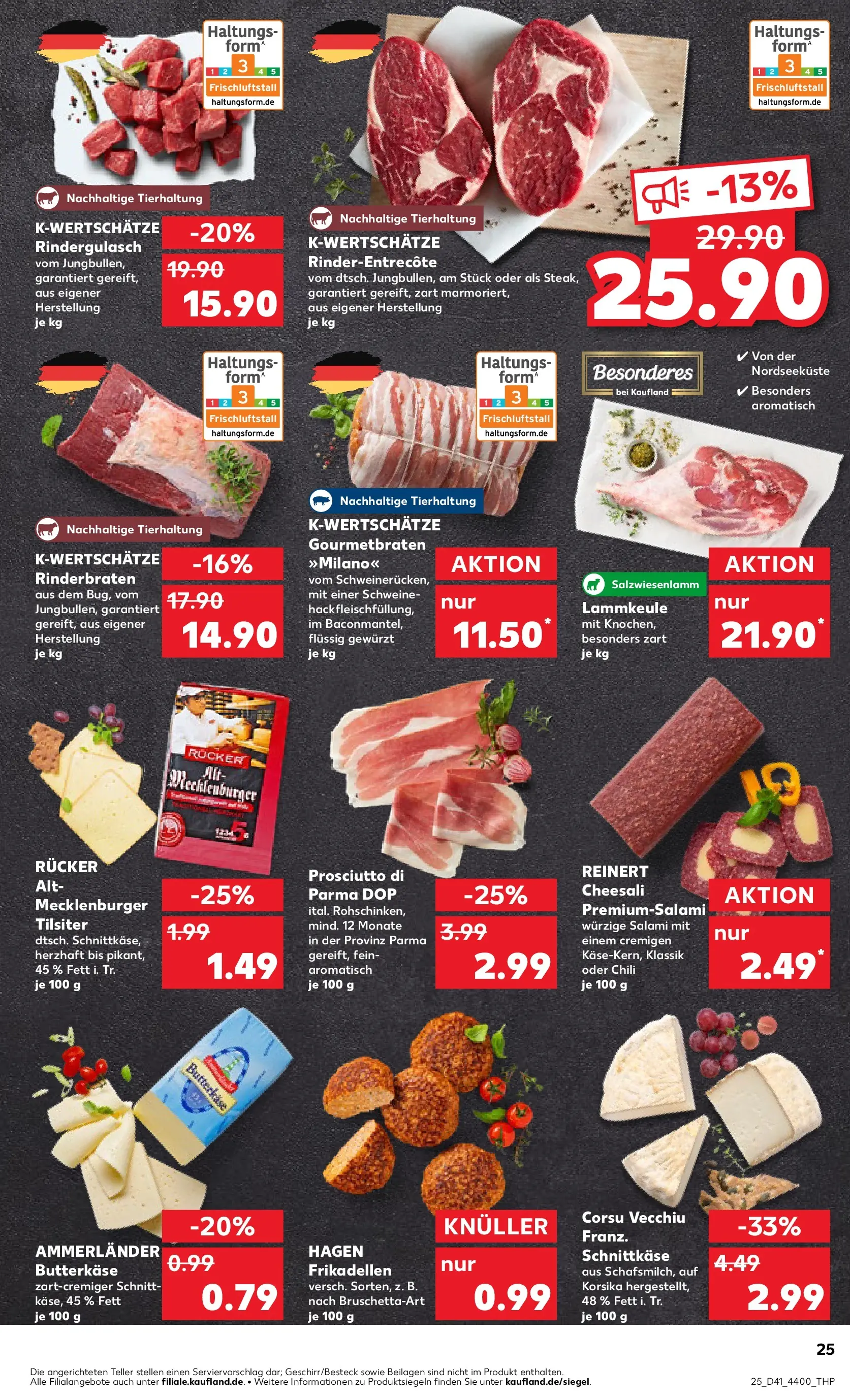 Prospekt Kaufland ab 09.10.2025 » Angebote und Werbung Online | Seite: 25 | Produkte: Rinderbraten, Rindergulasch, Chili, Salami Prospekt Kaufland ab 09.10.2025 » Angebote Online zum Blättern | Seite: 25 | Produkte: Rinderbraten, Rindergulasch, Chili, Salami