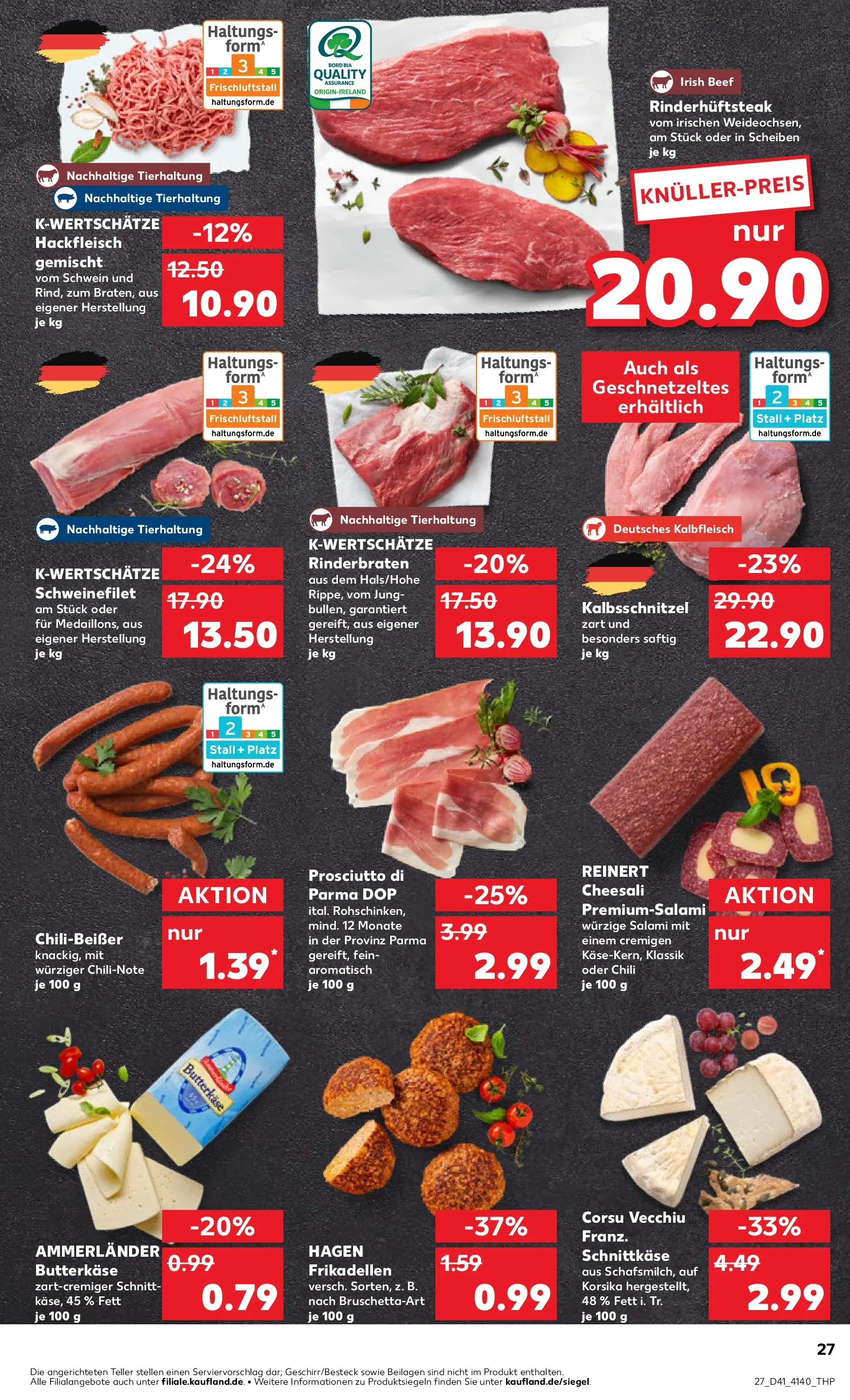 Prospekt Kaufland ab 08.10.2025 » Angebote Online zum Blättern | Seite: 27 | Produkte: Rinderbraten, Chili, Salami, Hackfleisch