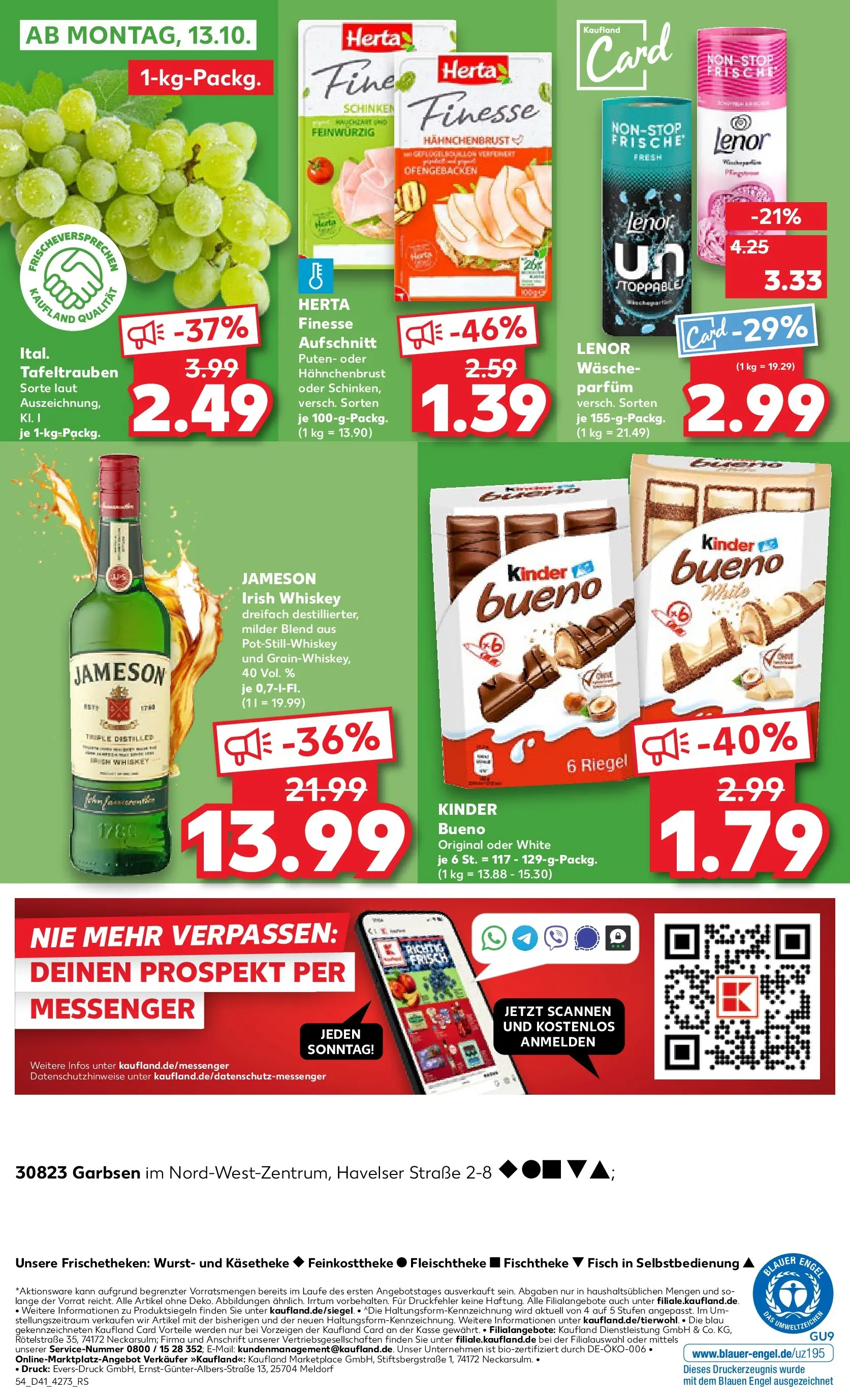 Prospekt Kaufland ab 09.10.2025 » Angebote und Werbung Online | Seite: 54 | Produkte: Lenor, Parfüm, Whiskey, Hahnchenbrust Prospekt Kaufland ab 09.10.2025 » Angebote Online zum Blättern | Seite: 54 | Produkte: Lenor, Parfüm, Whiskey, Hahnchenbrust