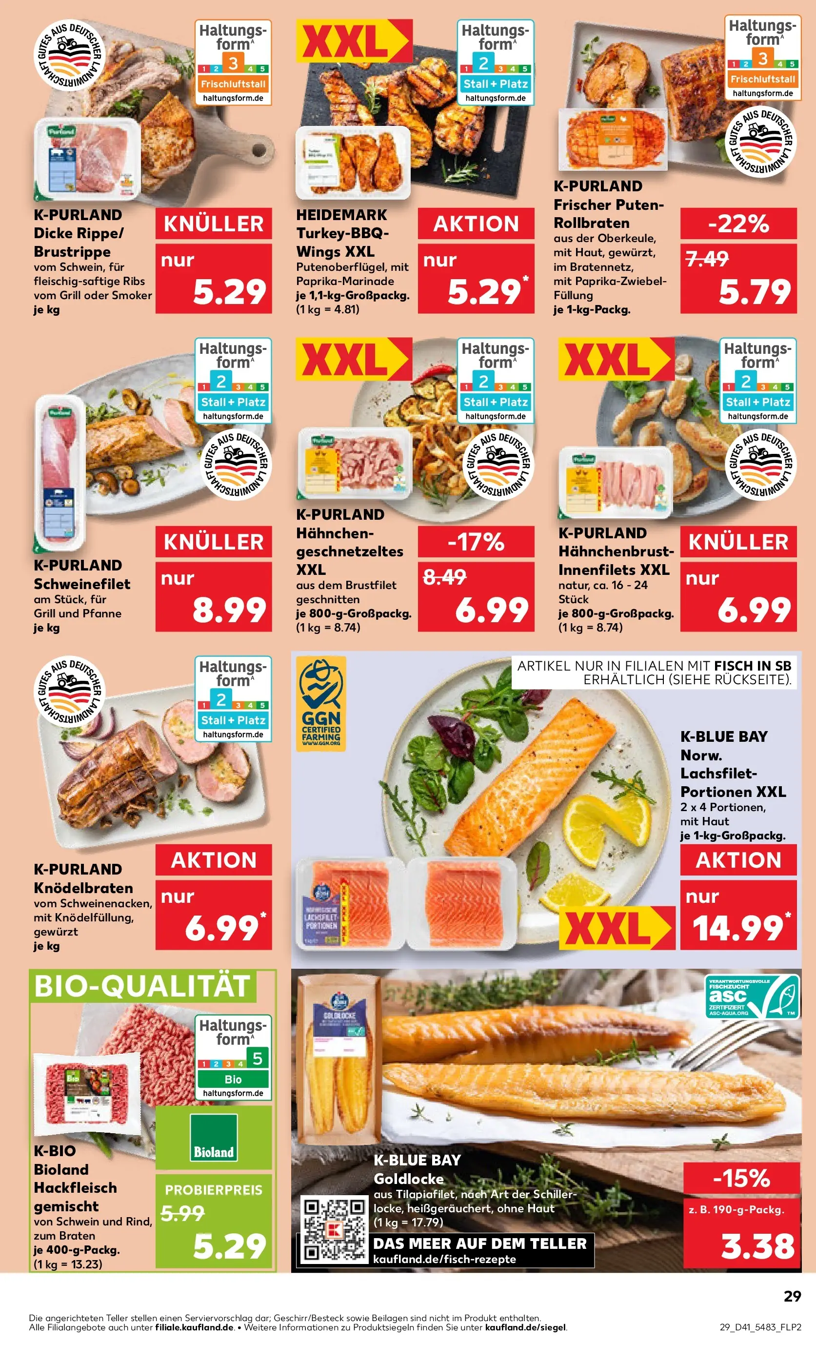 Prospekt Kaufland ab 08.10.2025 » Angebote und Werbung Online | Seite: 29 | Produkte: Hahnchen, Schweinefilet, Fisch, Hahnchenbrust Prospekt Kaufland ab 08.10.2025 » Angebote Online zum Blättern | Seite: 29 | Produkte: Hahnchen, Schweinefilet, Fisch, Hahnchenbrust