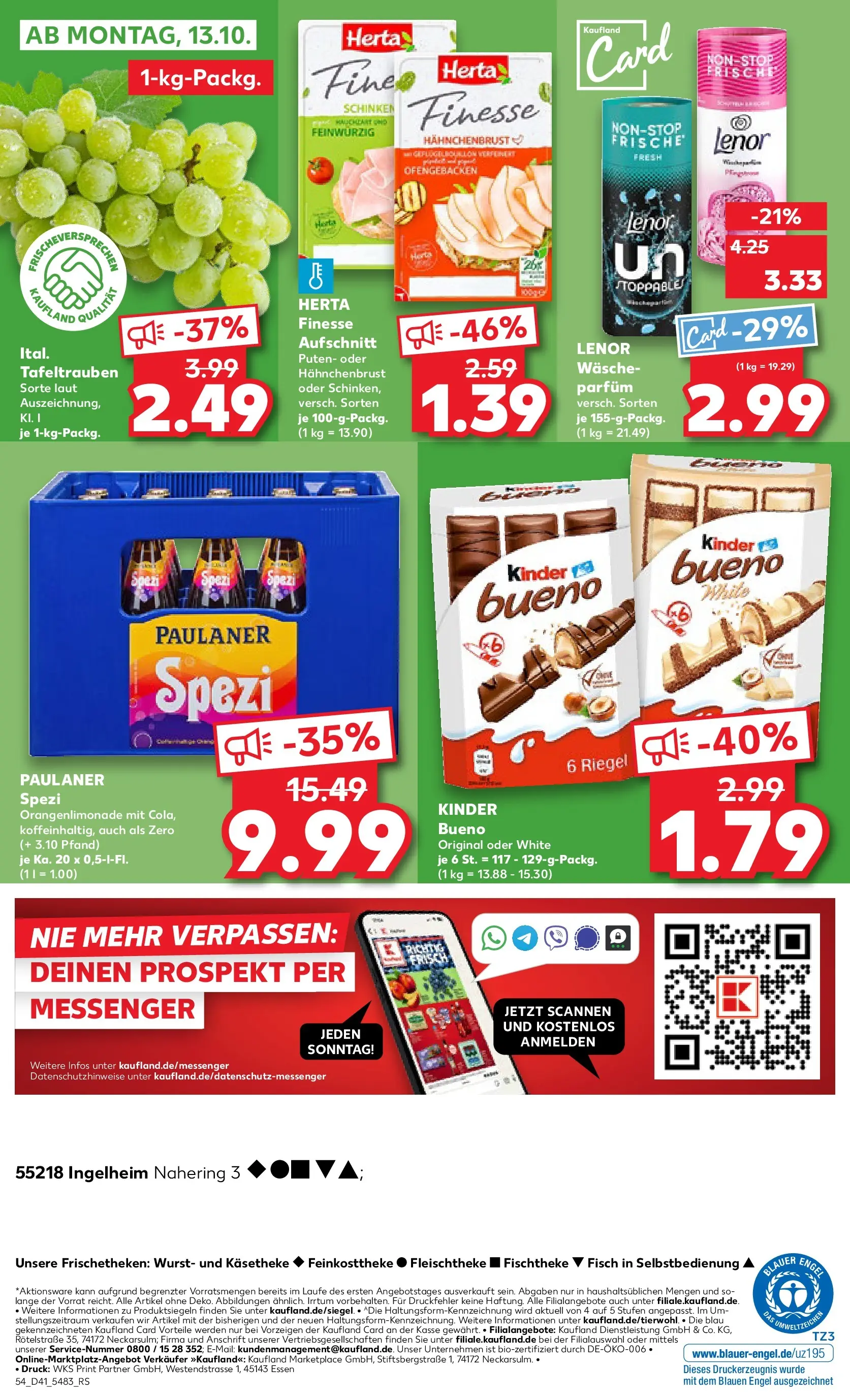 Prospekt Kaufland ab 08.10.2025 » Angebote und Werbung Online | Seite: 54 | Produkte: Paulaner spezi, Schinken, Herta finesse, Hahnchenbrust Prospekt Kaufland ab 08.10.2025 » Angebote Online zum Blättern | Seite: 54 | Produkte: Paulaner spezi, Schinken, Herta finesse, Hahnchenbrust