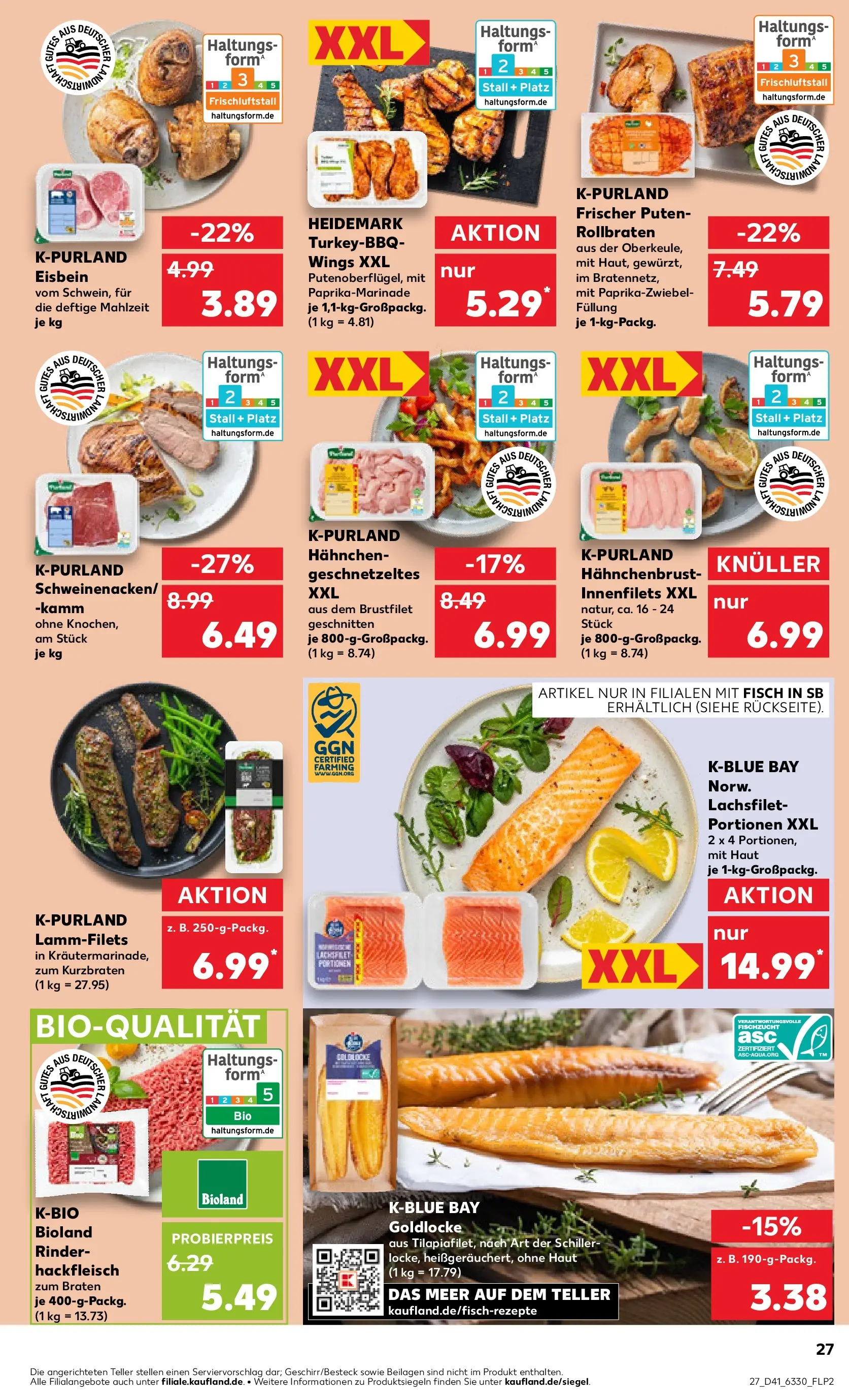 Prospekt Kaufland ab 08.10.2025 » Angebote und Werbung Online | Seite: 27 | Produkte: Hahnchen, Fisch, Hackfleisch, Hahnchenbrust Prospekt Kaufland ab 08.10.2025 » Angebote Online zum Blättern | Seite: 27 | Produkte: Hahnchen, Fisch, Hackfleisch, Hahnchenbrust