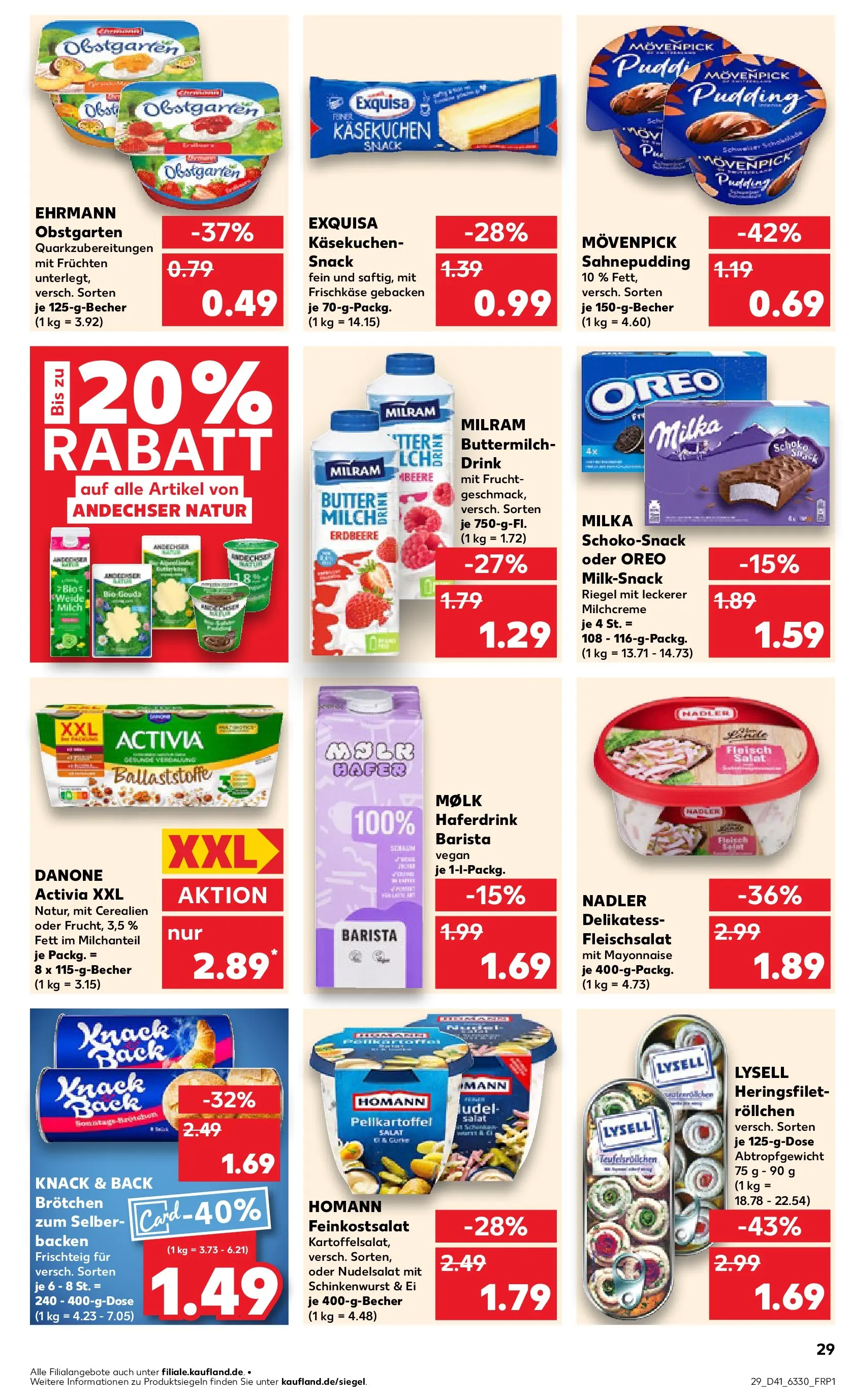 Prospekt Kaufland ab 08.10.2025 » Angebote und Werbung Online | Seite: 29 | Produkte: Activia, Milch, Salat, Frischkase Prospekt Kaufland ab 08.10.2025 » Angebote Online zum Blättern | Seite: 29 | Produkte: Activia, Milch, Salat, Frischkase
