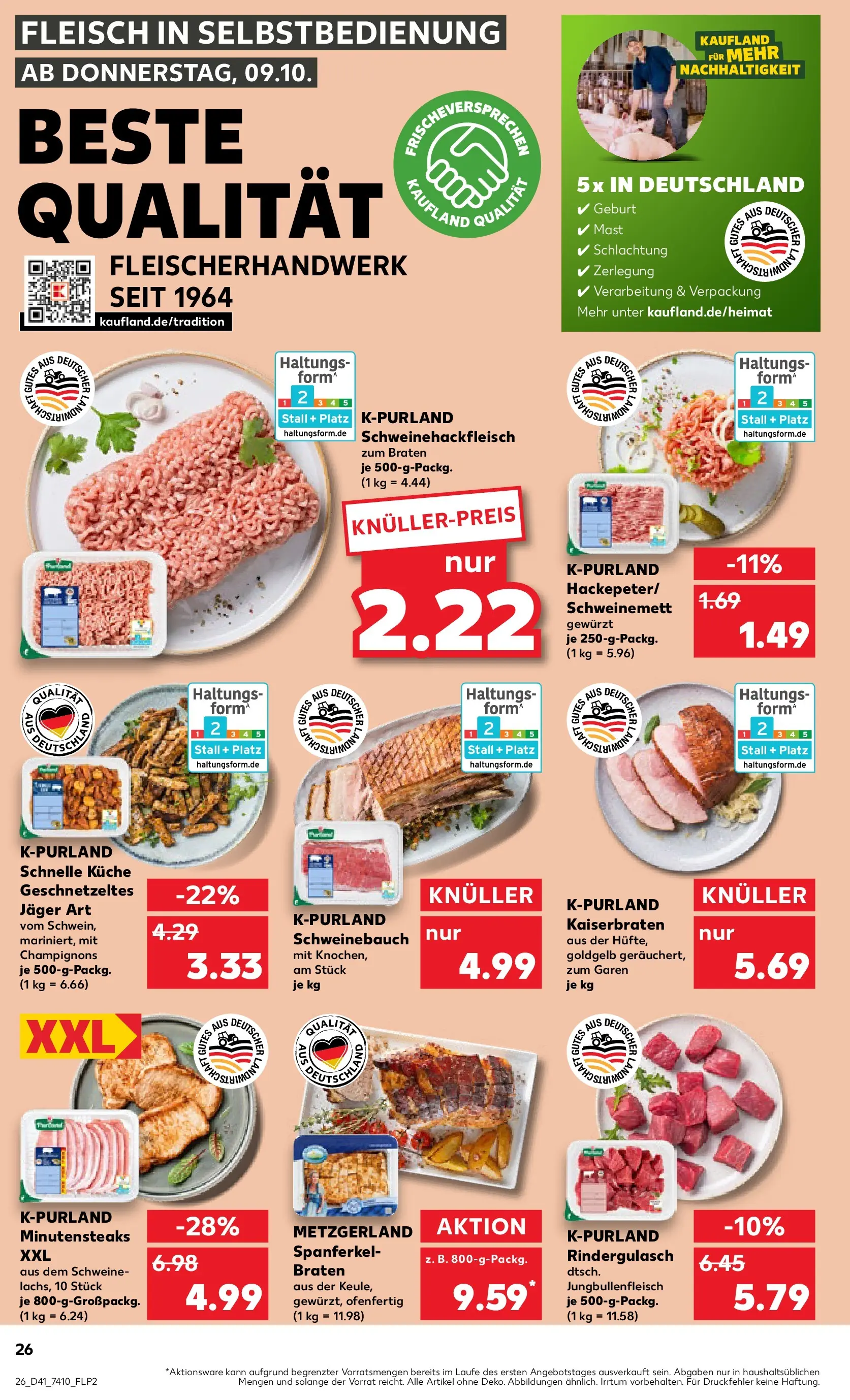Prospekt Kaufland ab 09.10.2025 » Angebote und Werbung Online | Seite: 26 | Produkte: Schweinebauch, Küche, Champignons, Fleisch Prospekt Kaufland ab 09.10.2025 » Angebote Online zum Blättern | Seite: 26 | Produkte: Schweinebauch, Küche, Champignons, Fleisch